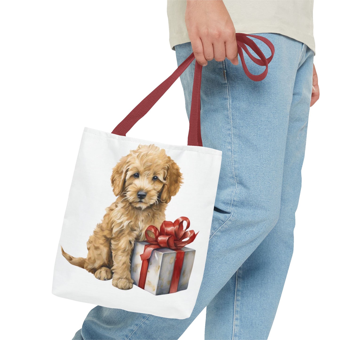 🎁 Goldendoodle Puppy Tote Bag – Sweet & Snuggly Holiday Charm for Dog Lovers 🐶
