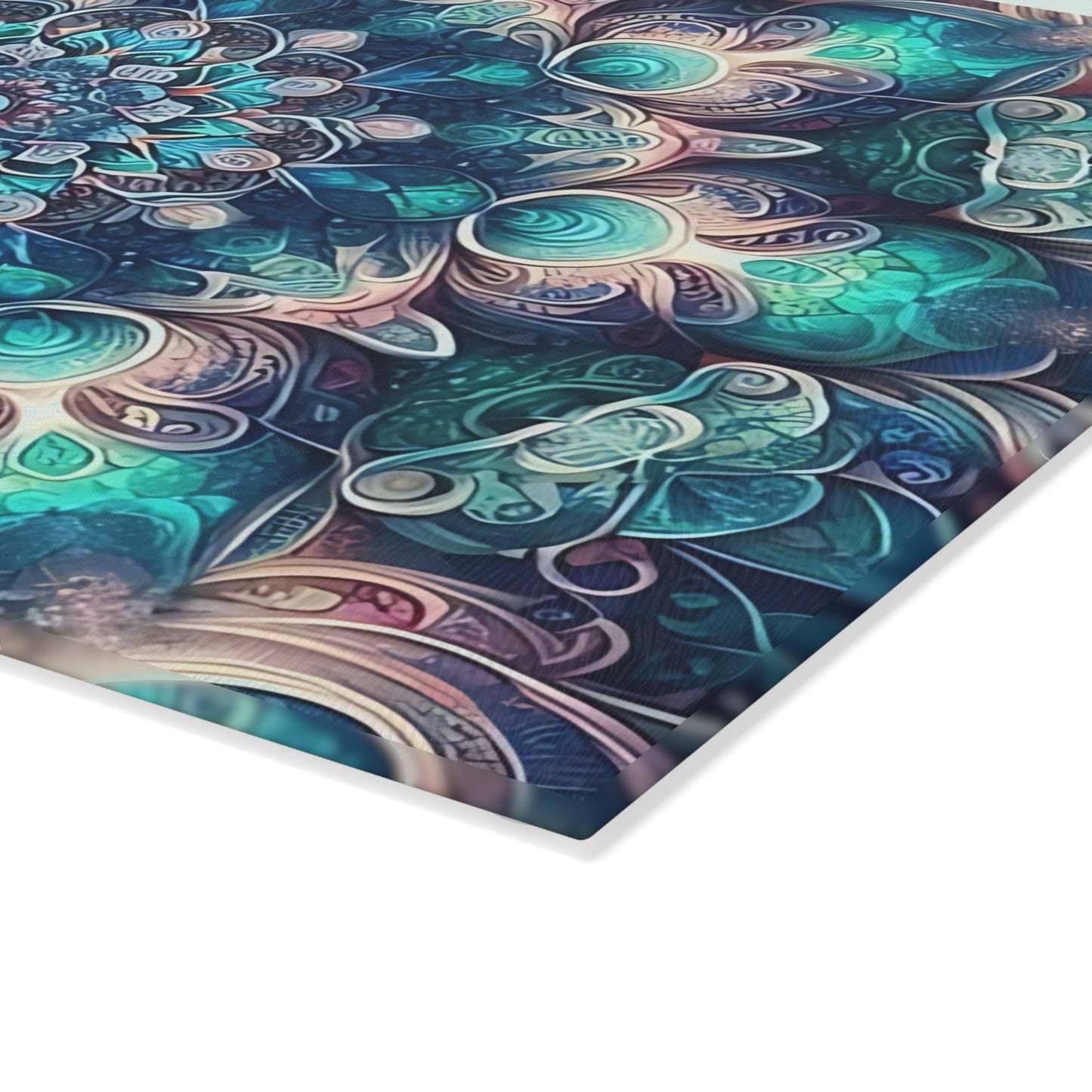 Tabla de cortar de vidrio templado con arte abstracto | Decoración de cocina moderna | Pieza de exhibición artística
