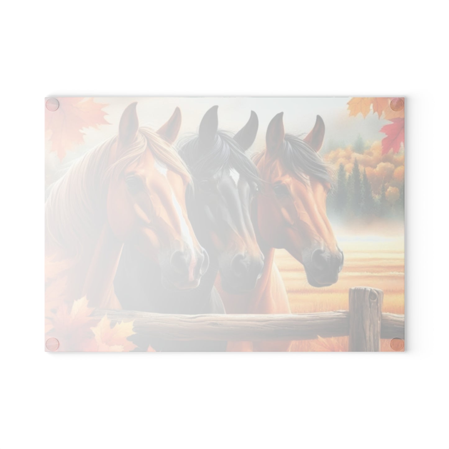 🐴 Autumn Horse Trio Cutting Board – Rustic Farmhouse Beauty 🐴