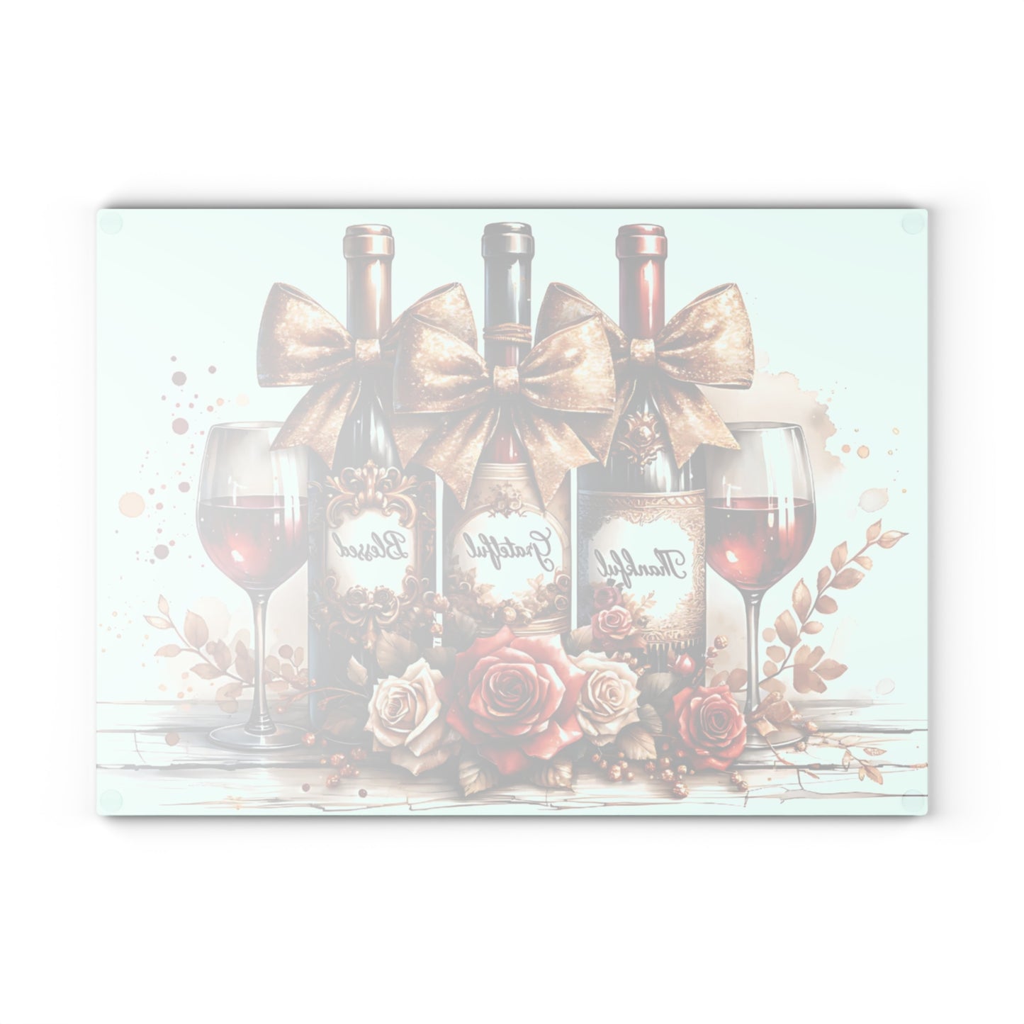 🍷 Thankful, Grateful, Blessed Wine Bottle Cutting Board – Elegant Holiday Kitchen Décor