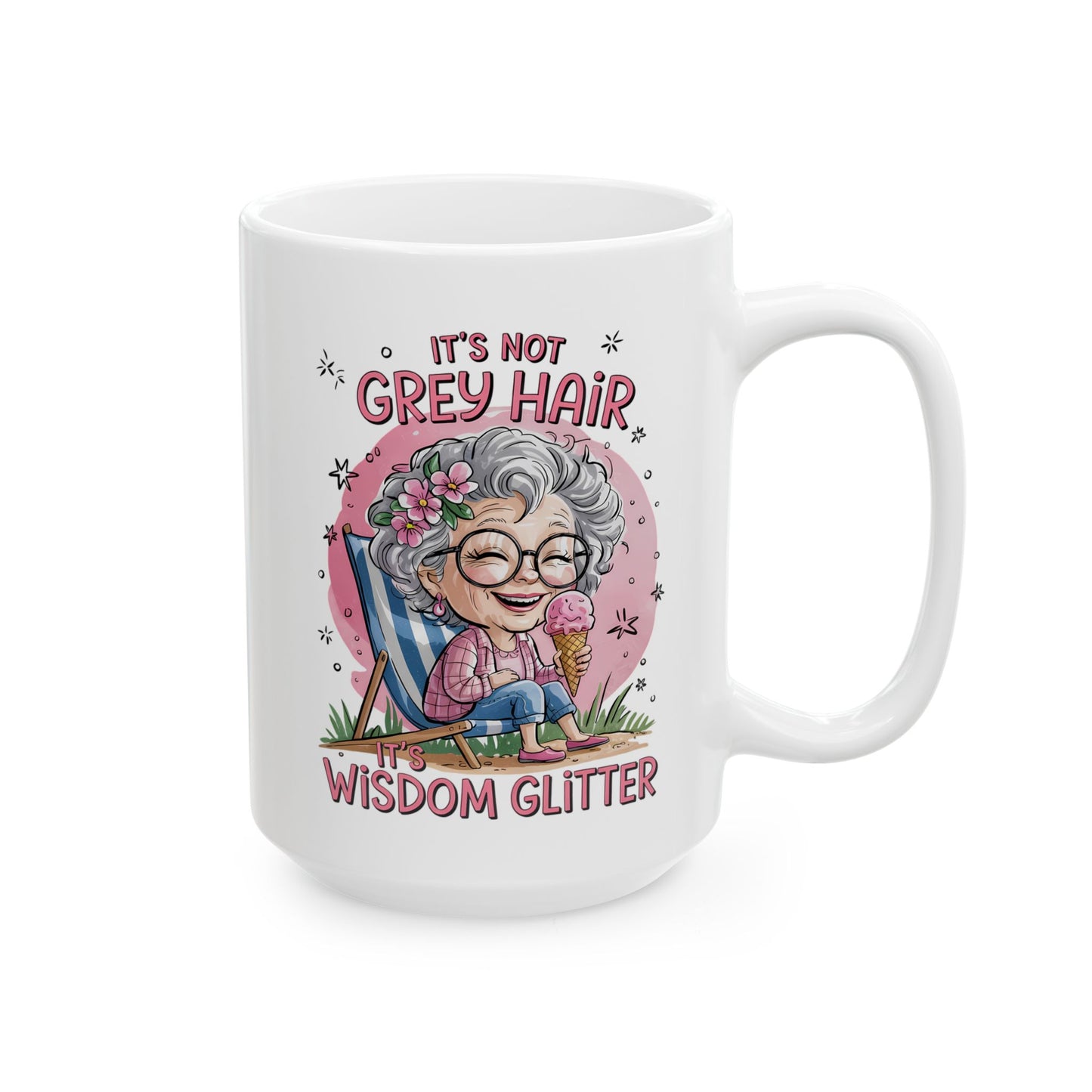 🌸 No son canas, son purpurina de sabiduría: una taza de café divertida y empoderadora para abuelas 💖