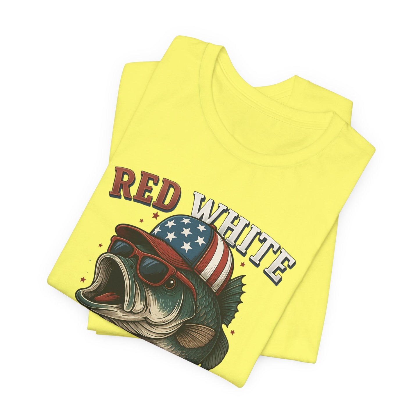 Divertida camiseta patriótica de pescado, con estampado rojo, blanco y negro, unisex, ideal para el 4 de julio, regalo para papá, ideal para barbacoas de verano.