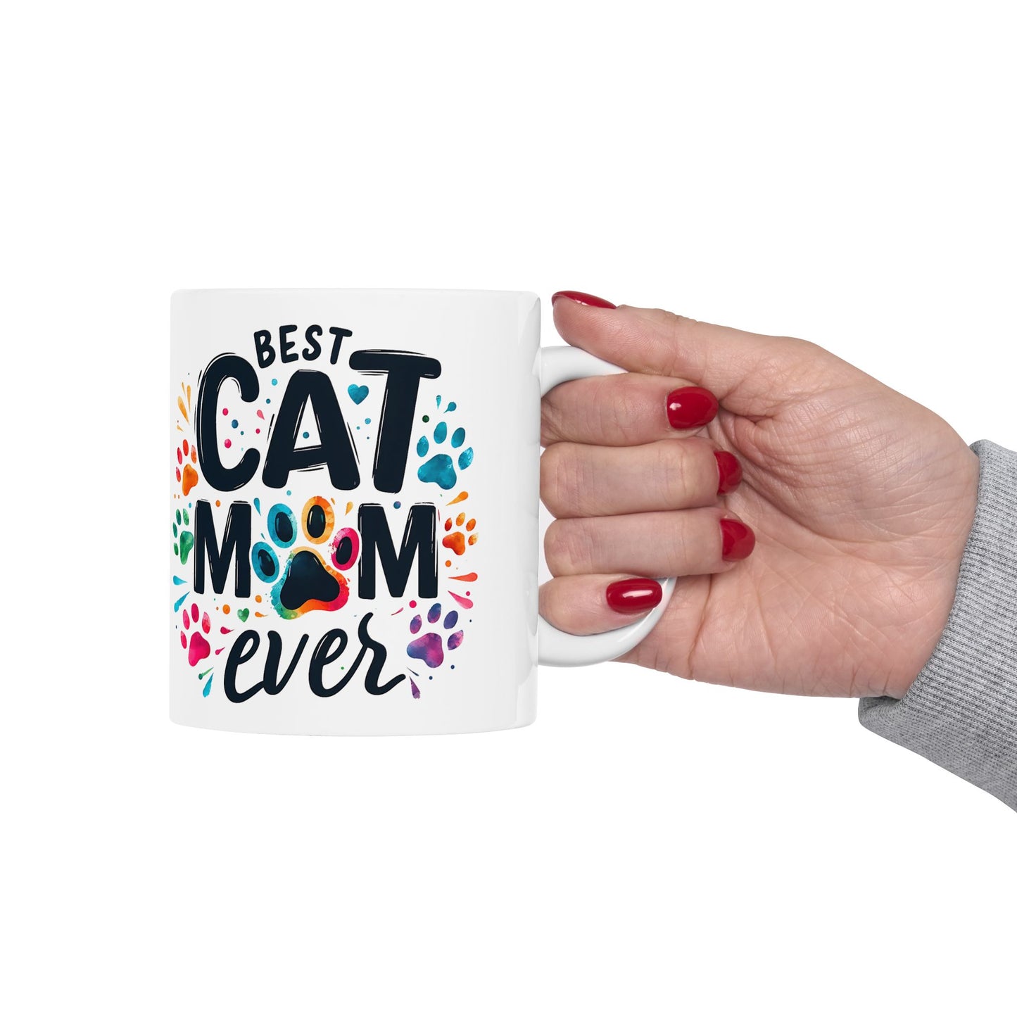 Taza "La mejor mamá gata", regalo adorable para amantes de los gatos, taza de cerámica, divertida taza para dueños de mascotas, regalo para el Día de la Madre, taza personalizada para mamá gata