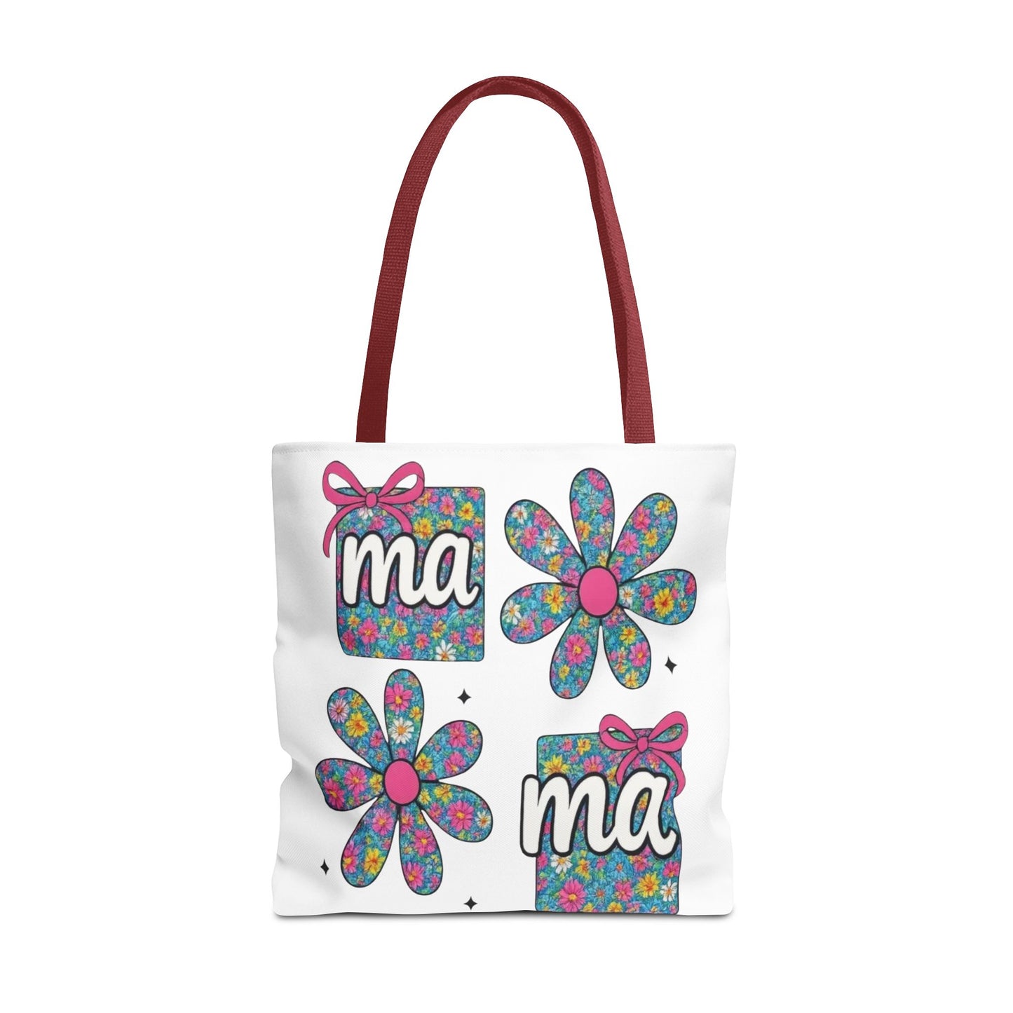 Bolso Tote Floral "ma": Un Accesorio Divertido y Brillante para Mamá