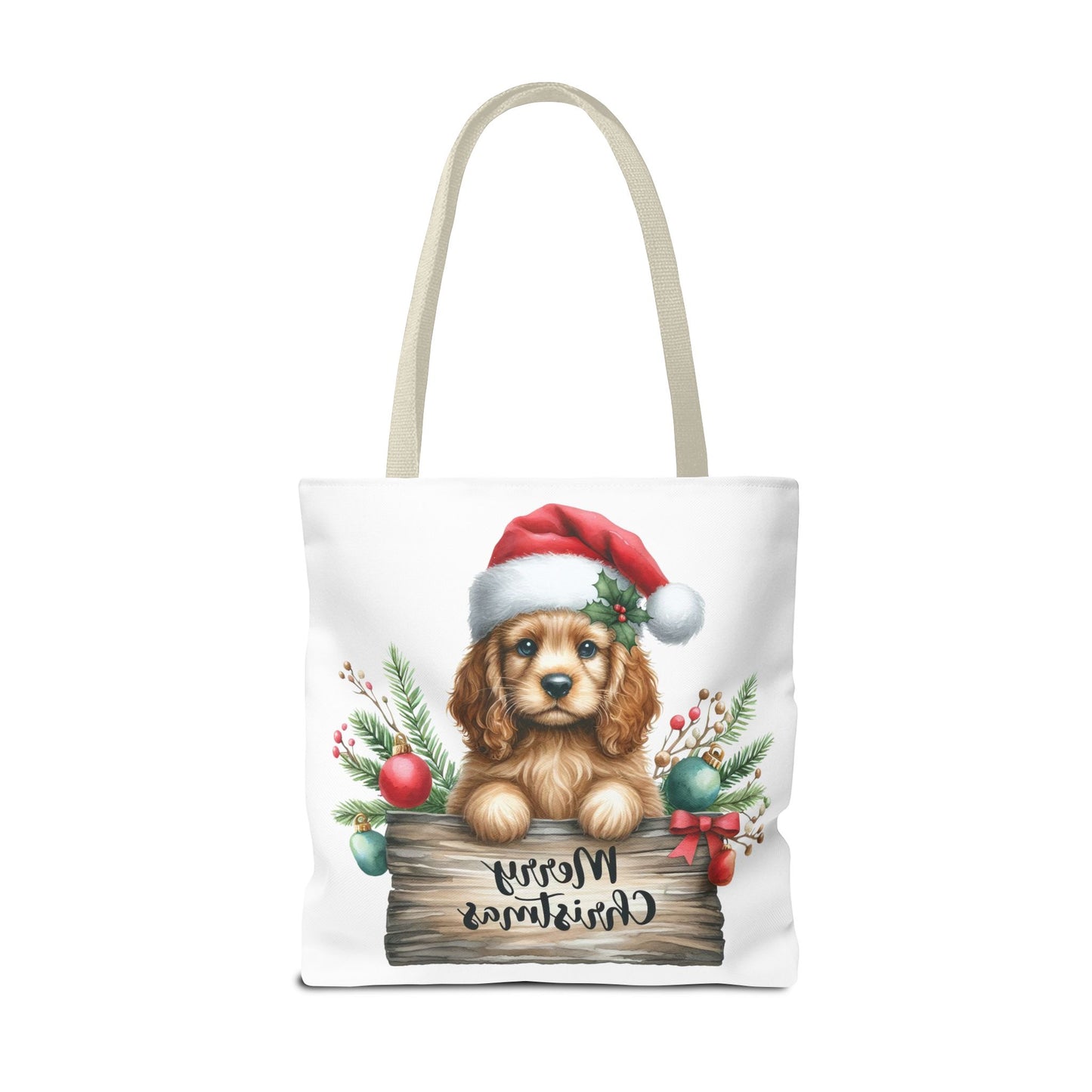 🐶 Cocker Spaniel “Merry Christmas” Tote Bag – Cozy Holiday Charm in Every Stitch 🎄