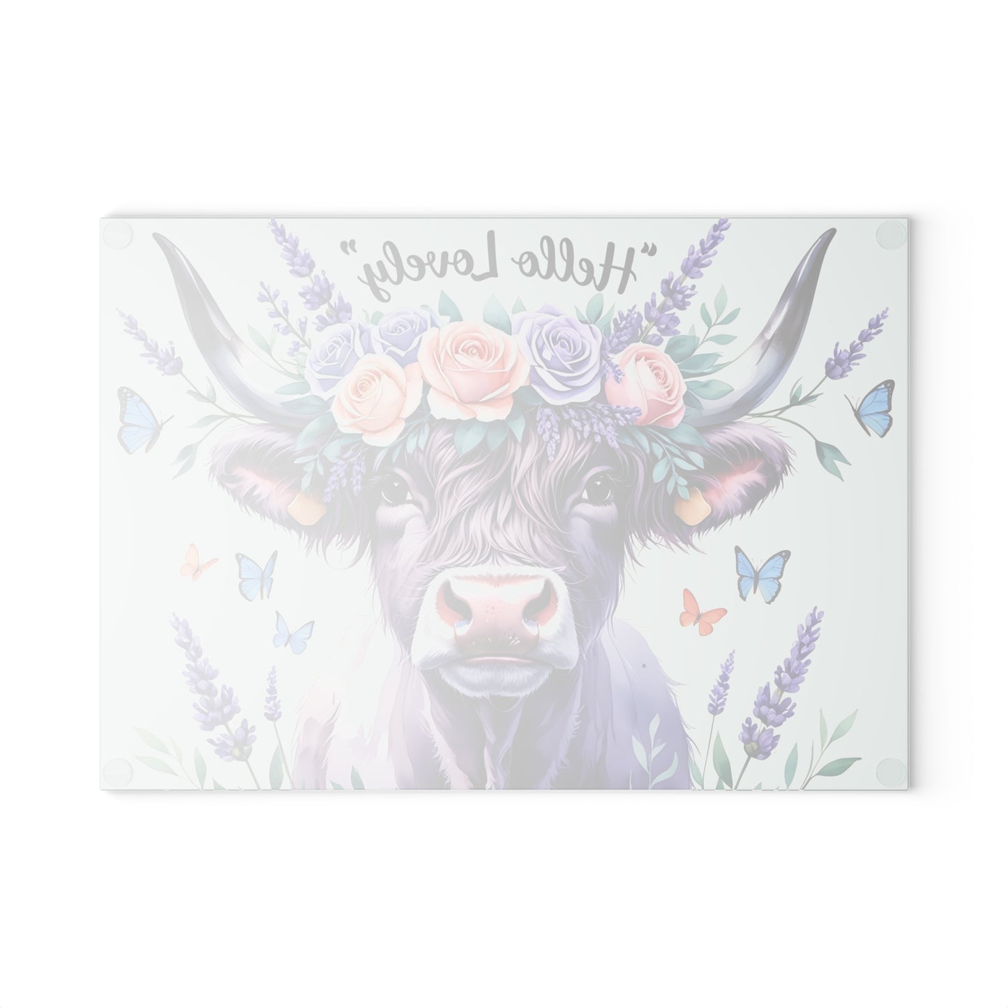 🐮 “Hello Lovely” Highland Cow Cutting Board – Floral Charm Meets Farmhouse Style
