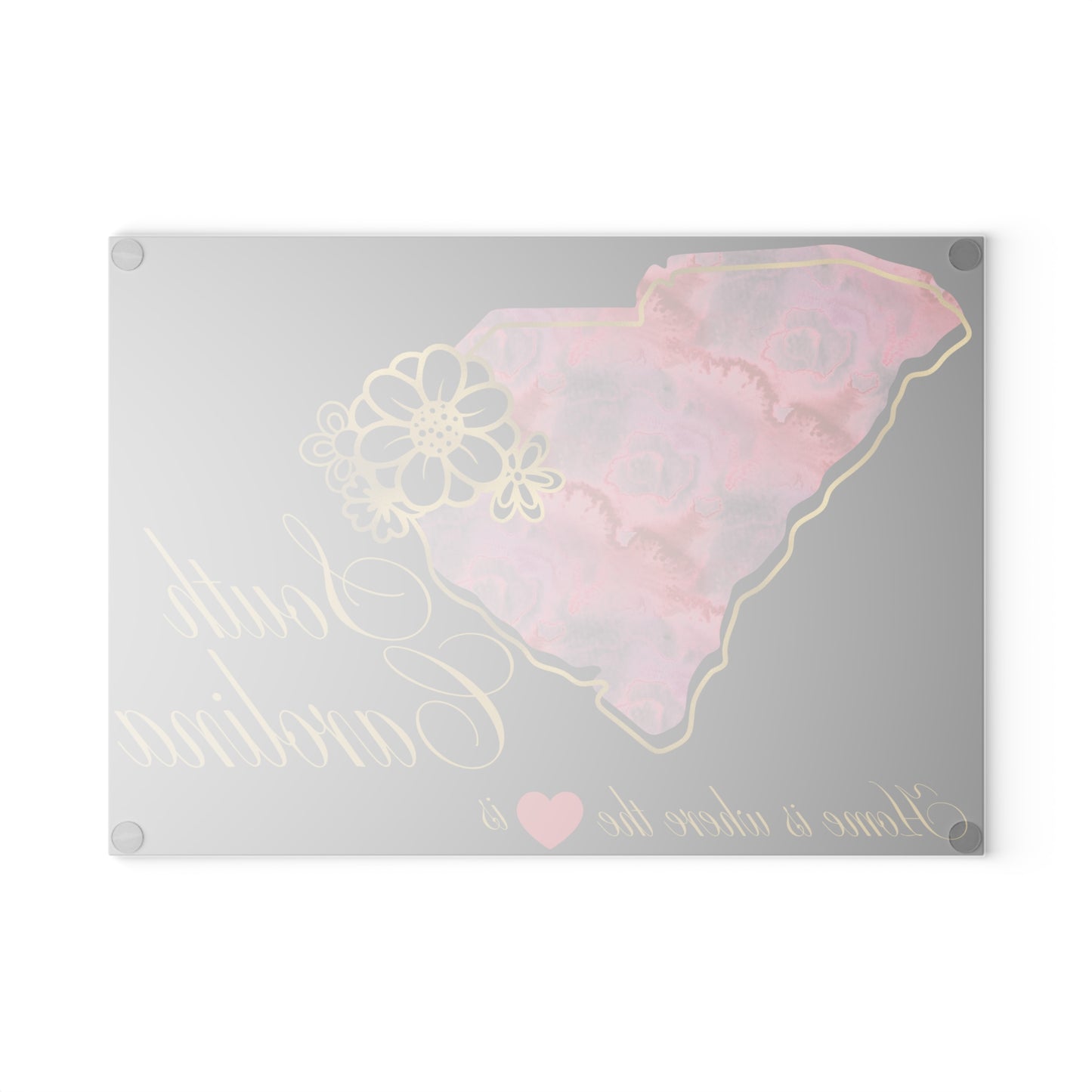 🌺 South Carolina Floral State Cutting Board – Southern Grace in Rose & Gold 🌸