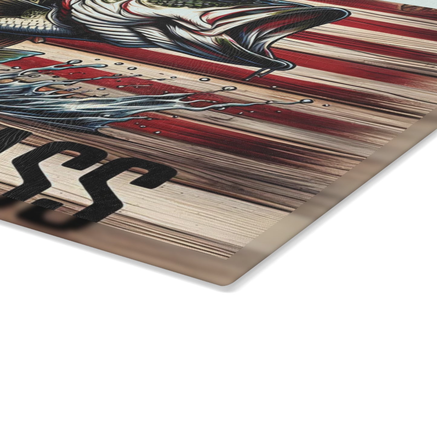 🎣Kiss My Bass Cutting Board – Patriotic Fishing Fun with Rustic American Flag 🪝🍺