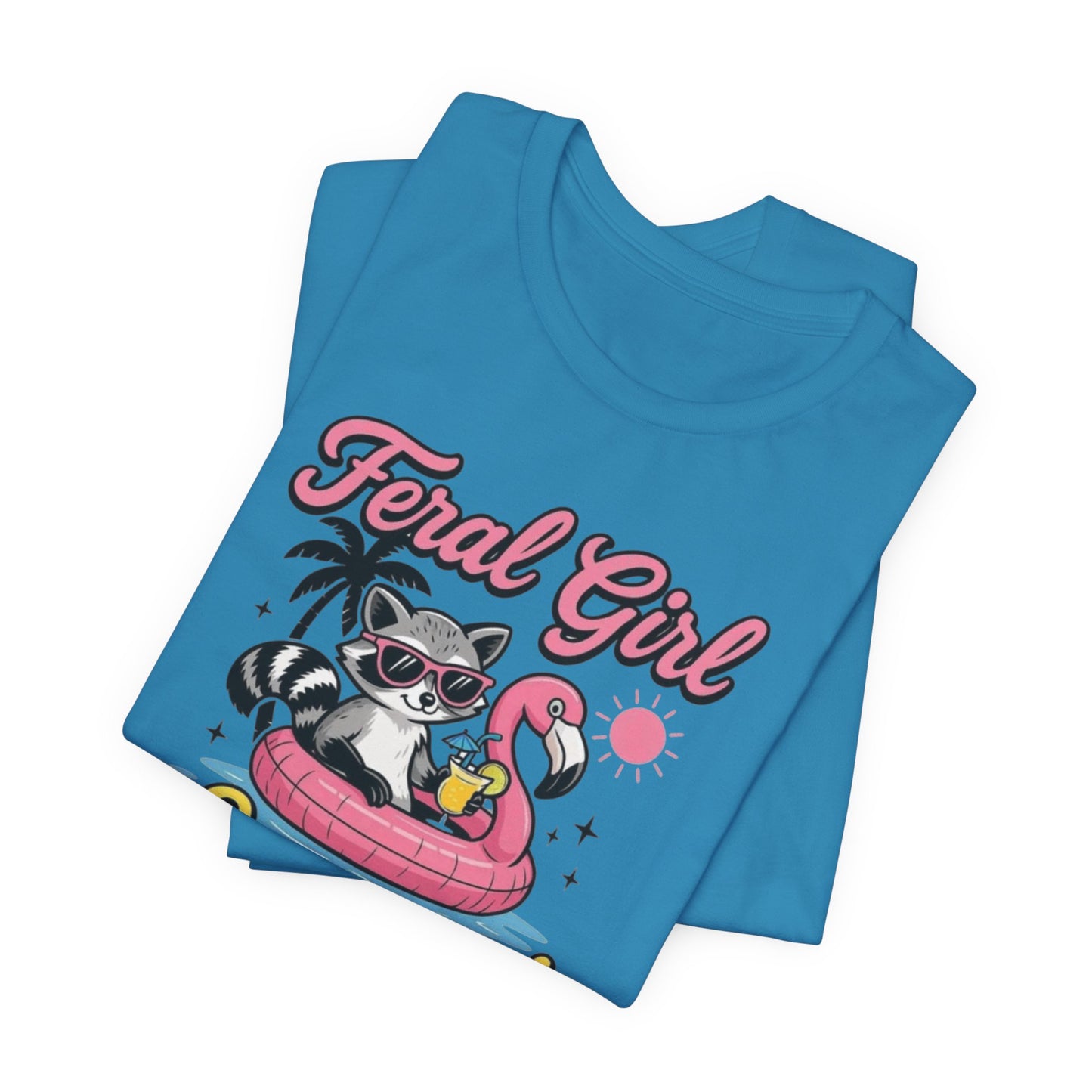 Camiseta de verano para chica salvaje: Mapache divertido con vuelo | Camiseta de verano para mujer