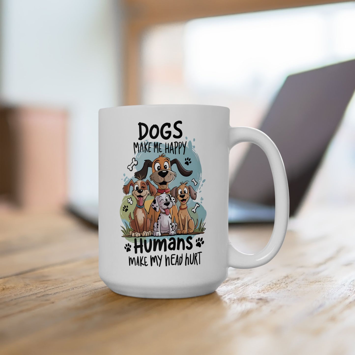 🐾 Los perros me hacen feliz, los humanos me hacen doler la cabeza – Taza divertida y peculiar para amantes de los perros 🐕