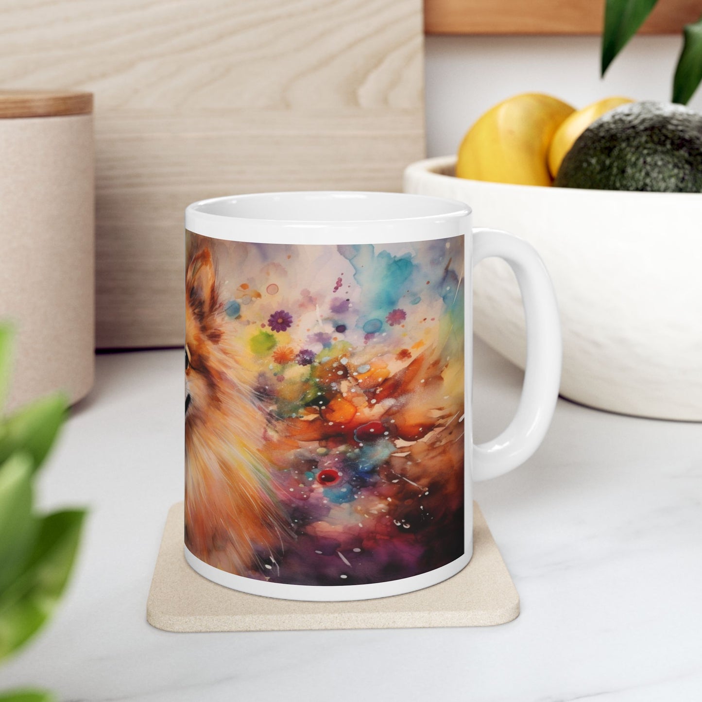 Taza Pomerania Acuarela: ¡Una explosión de color y personalidad! 🌸