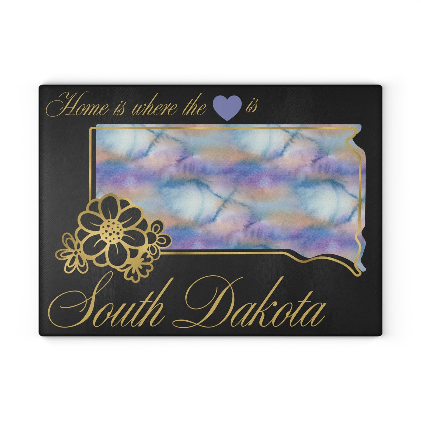 🌾 South Dakota Floral State Cutting Board – Prairie Pastels with Golden Accents 🌼