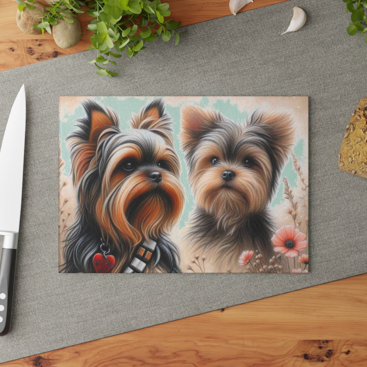 Tabla de cortar de Yorkshire Terrier, Yorkshire Terrier, Chewbacca, regalo para amantes de los perros, vidrio templado, regalo de inauguración de la casa, regalo de chef, tabla de charcutería, regalo único.