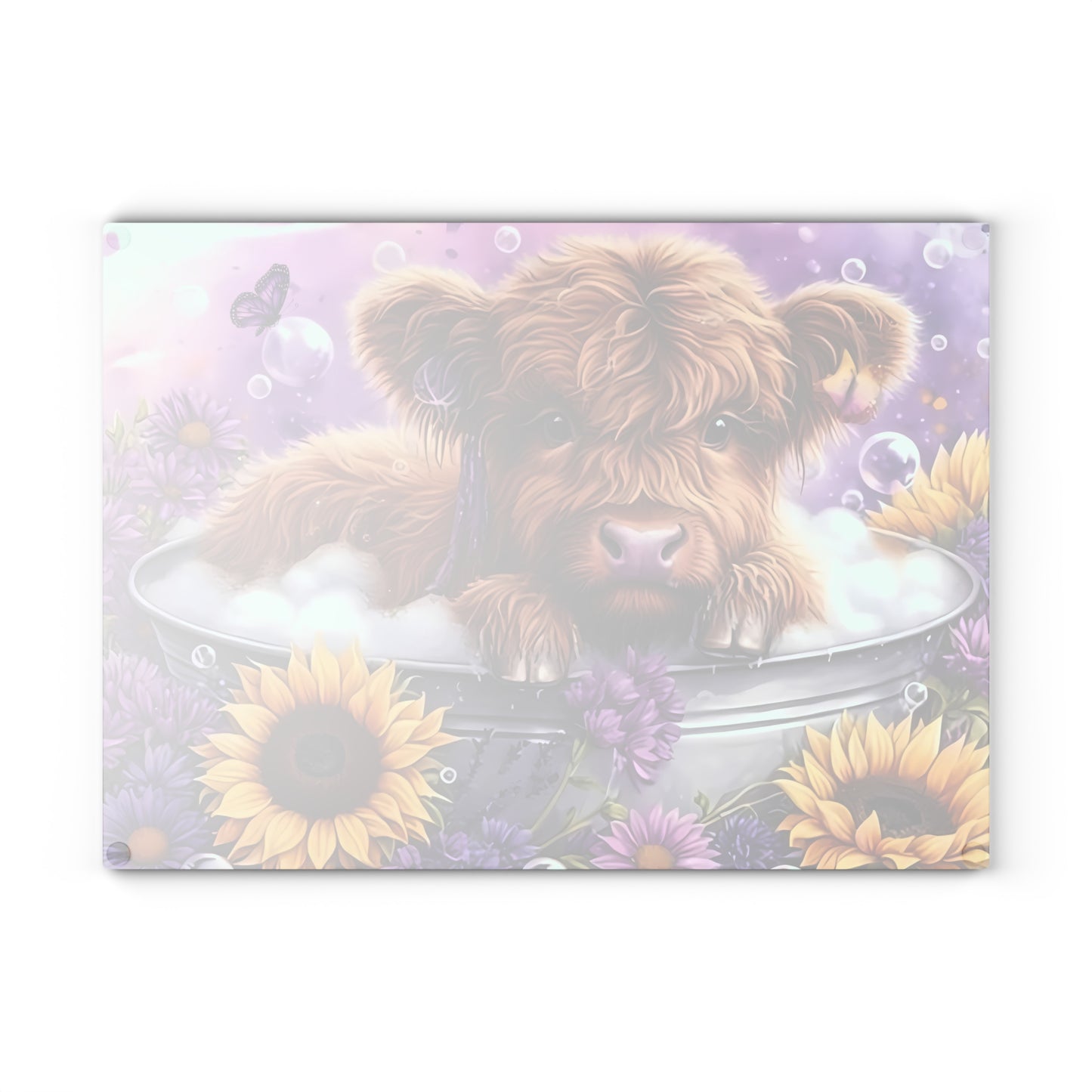 🐮💜 Lavender Highland Calf Cutting Board – Cozy Farmhouse Vibes with Country Bloom Charm