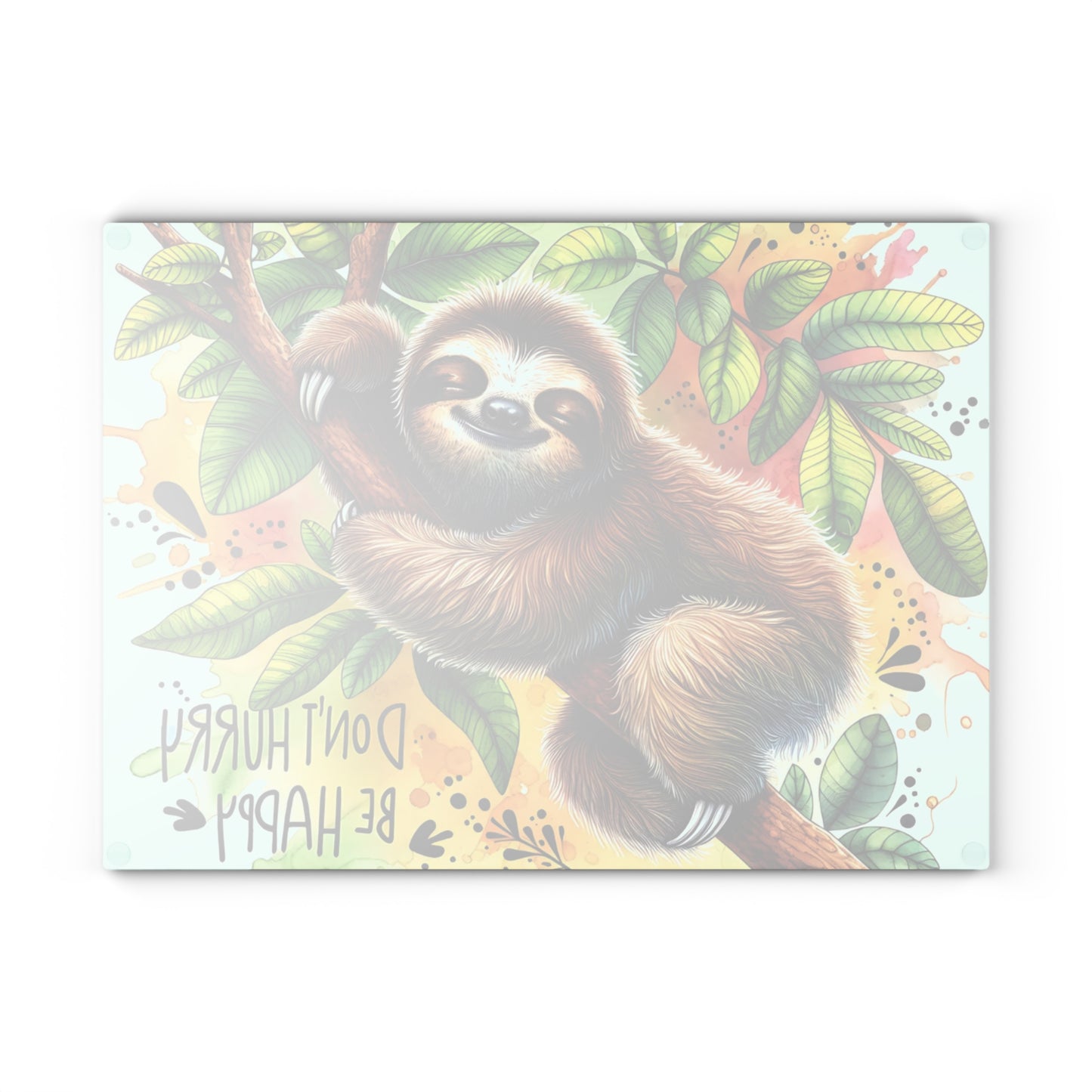 Sloth “Don’t Hurry Be Happy” Cutting Board – Whimsical Jungle Charm for Your Kitchen
