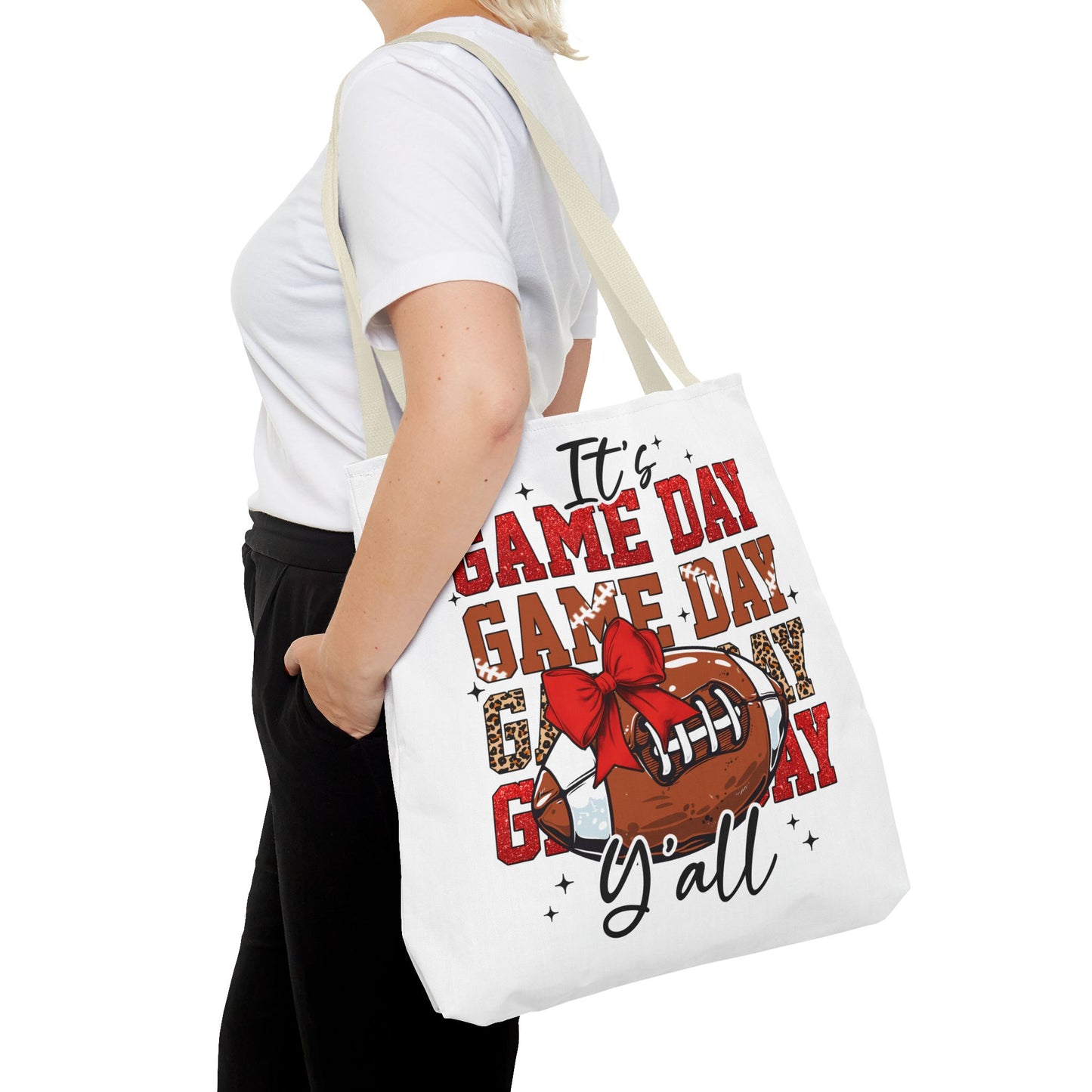 🏈 Game Day Red Bow Football Tote Bag – Sporty, Stylish, and Ready for Kickoff 🎀👜