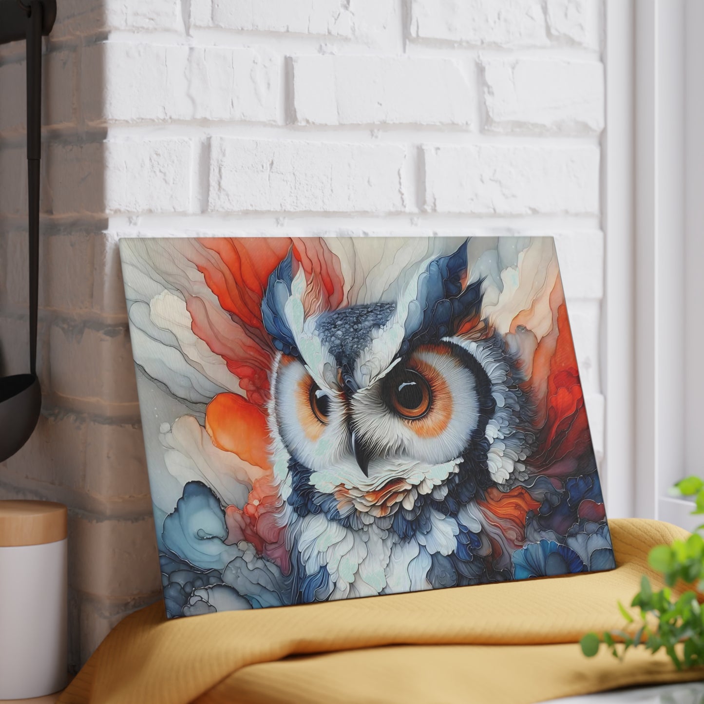 Owl Cutting Board, Charcuterie Board, unique cutting board, Tempered Glass Cutting Board, Housewarming Gift, Custom cutting board