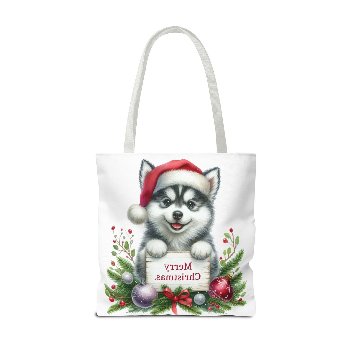 🎁 Husky “Merry Christmas” Tote Bag – Holiday Cuteness You Can Carry 🎄