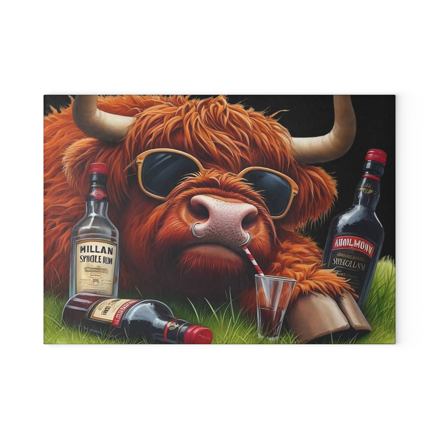 Tabla de cortar de vaca, tabla de cortar de vidrio templado, tabla de charcutería, tabla de cortar, regalo de inauguración de la casa, tabla de cortar personalizada, regalo de whisky