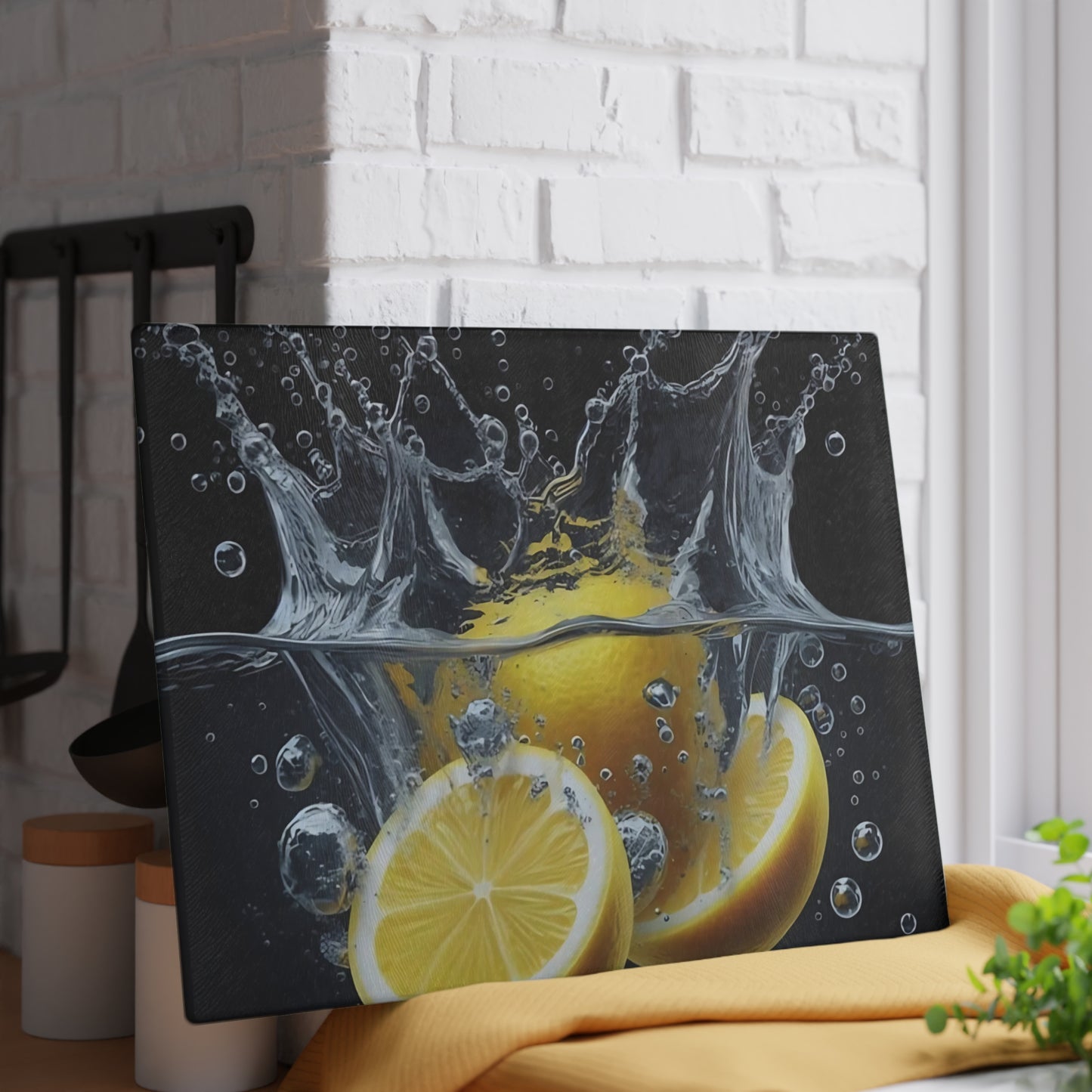 🍋 Lemon Splash Glass Cutting Board – Bright & Zesty Citrus Kitchen Style