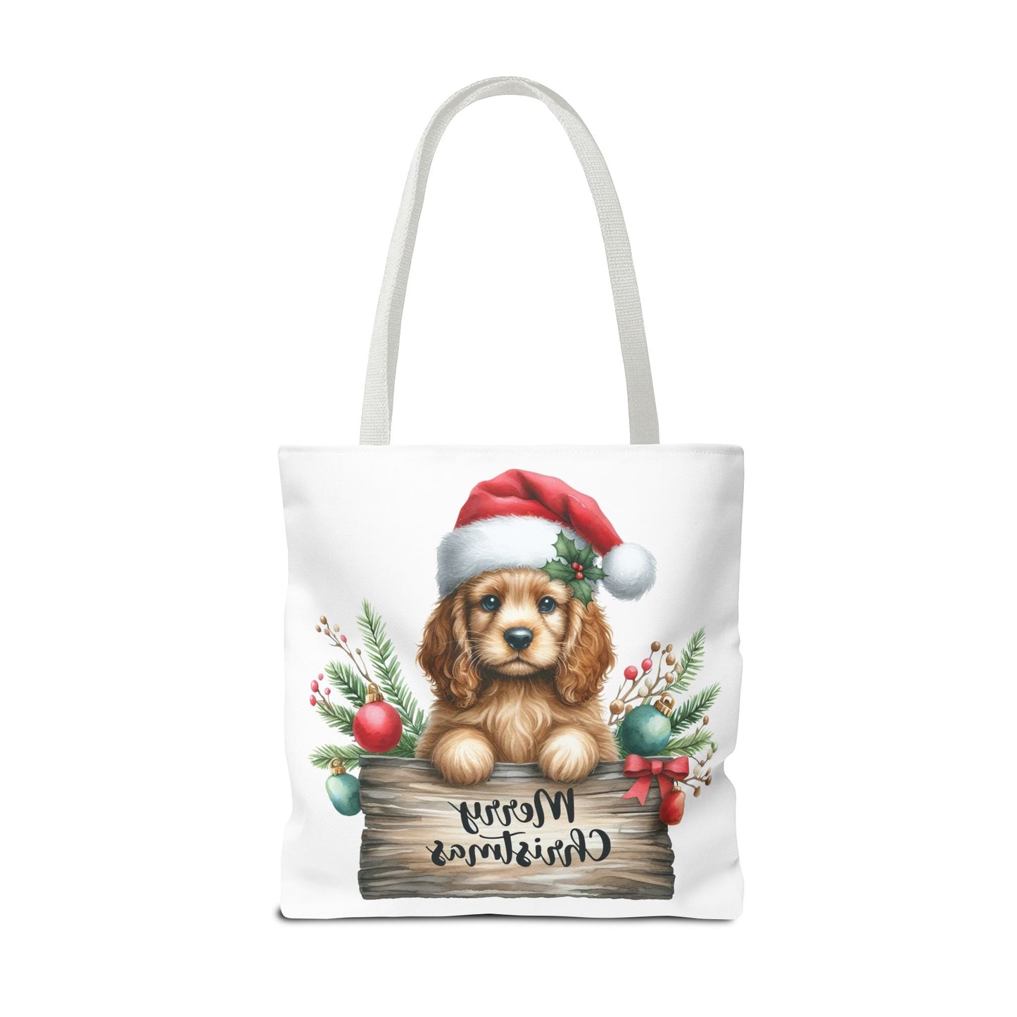 🐶 Cocker Spaniel “Merry Christmas” Tote Bag – Cozy Holiday Charm in Every Stitch 🎄