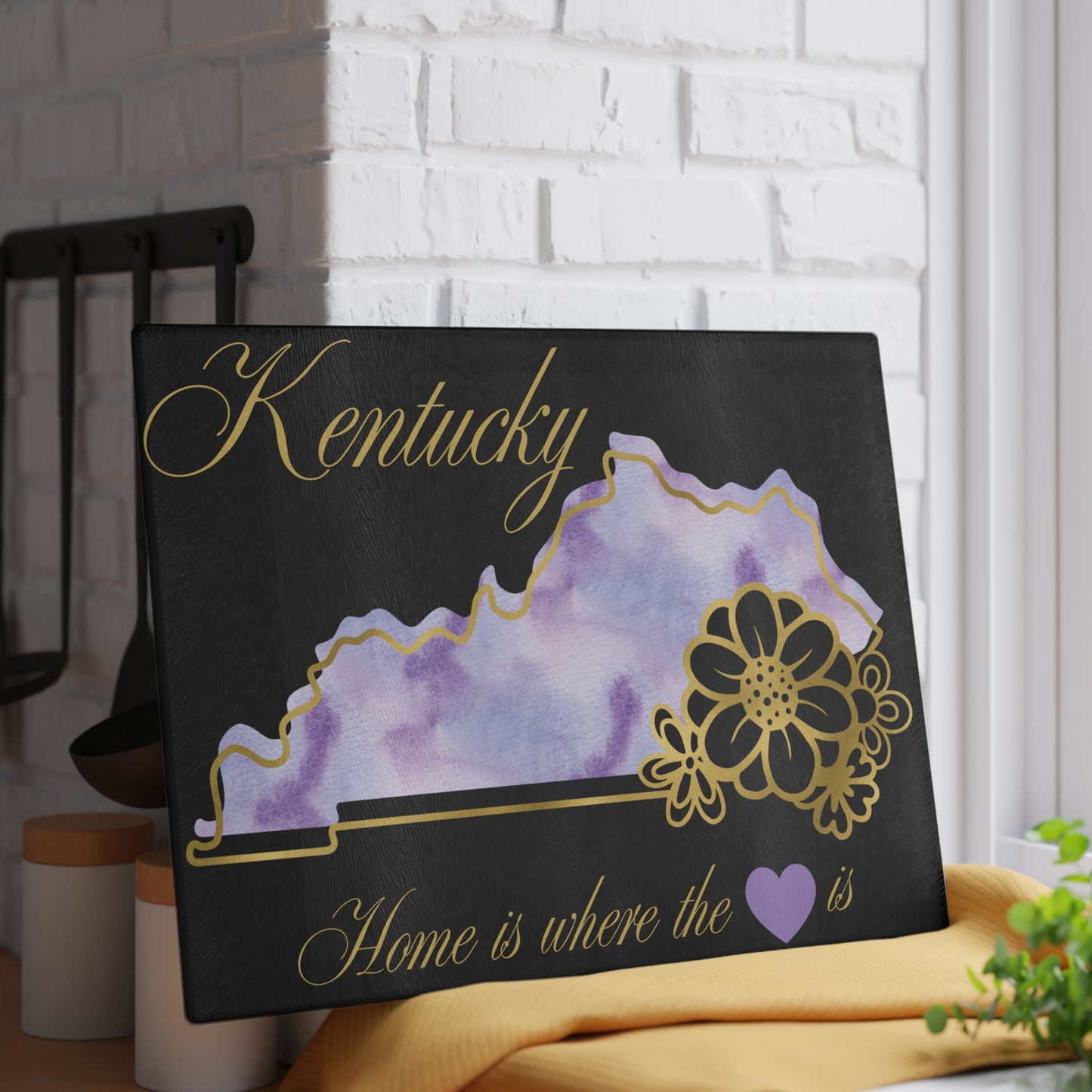 💜 Kentucky State Cutting Board – Purple Pride with Southern Heart