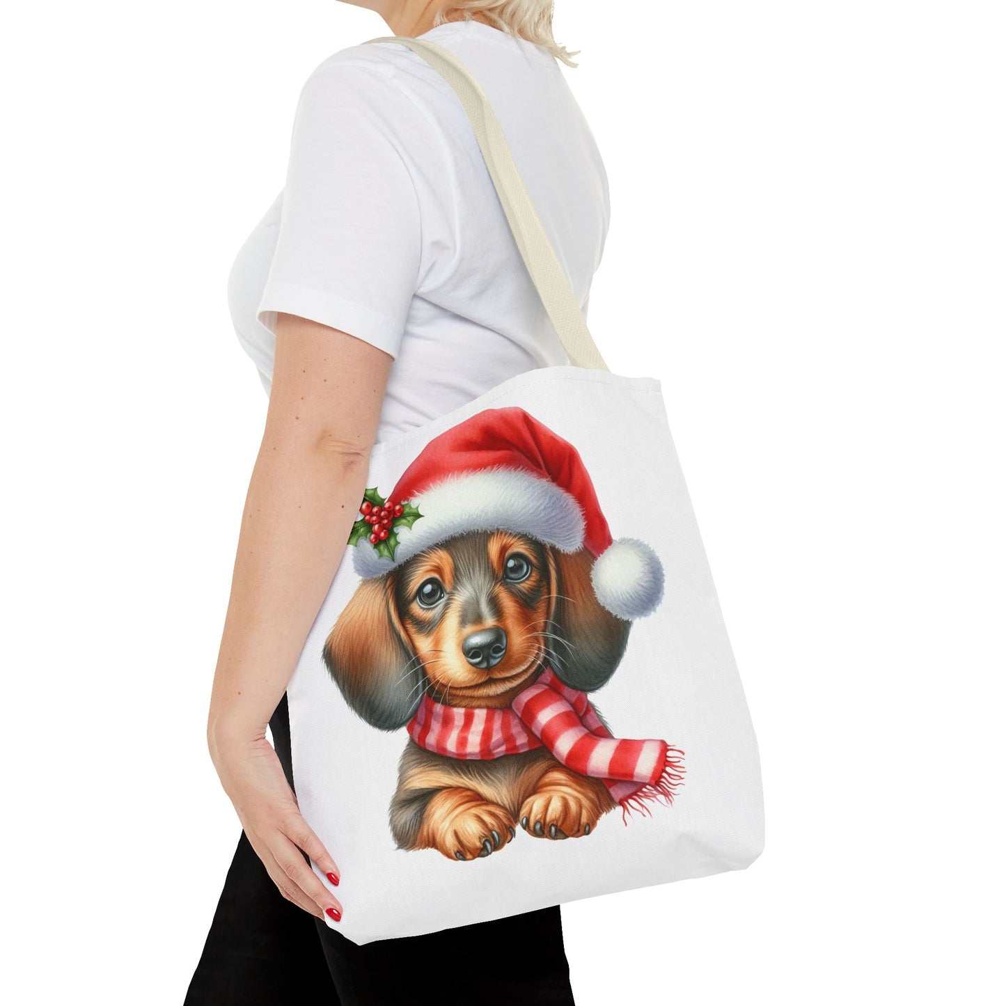 🎄 Dachshund Christmas Tote Bag – Festive Holiday Charm for Dog Lovers 🐾🎅