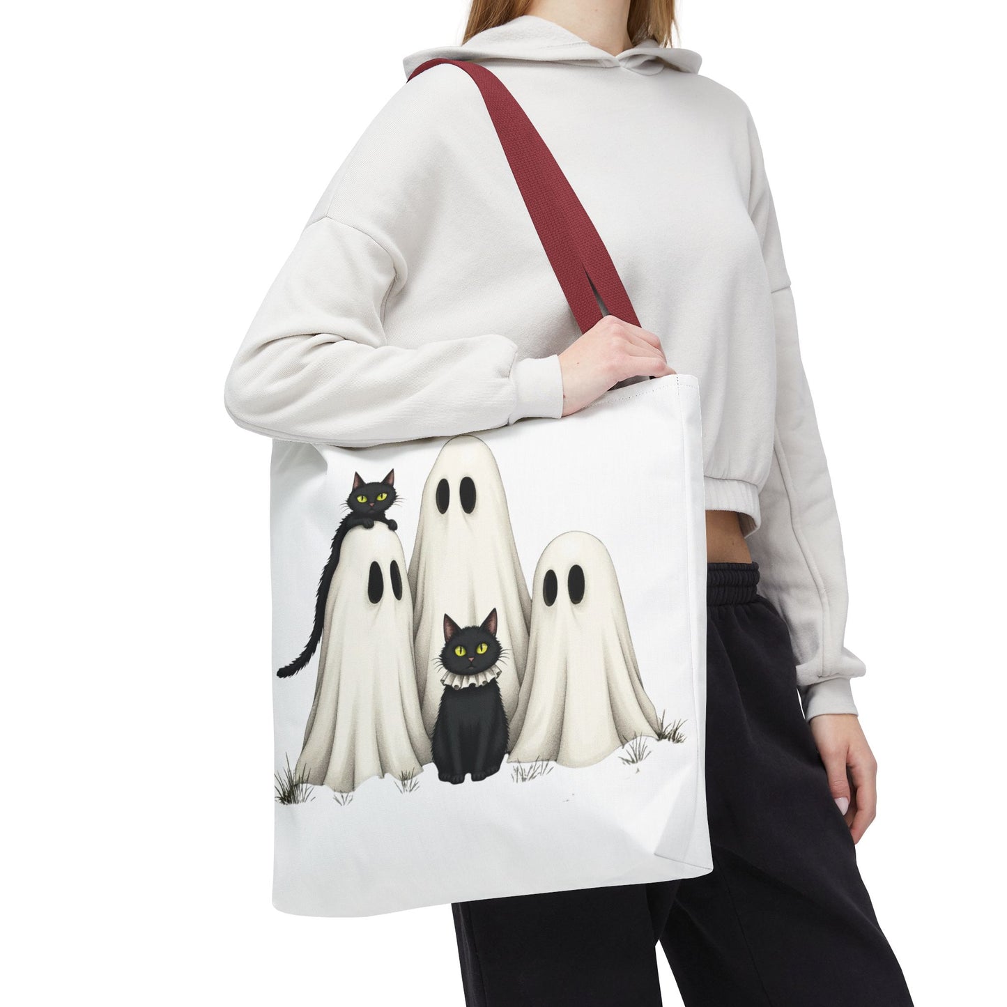 ๐โโฌ Ghosts & Black Cats Halloween Tote Bag โ Spooky Chic Retro Vibes ๐ป๐