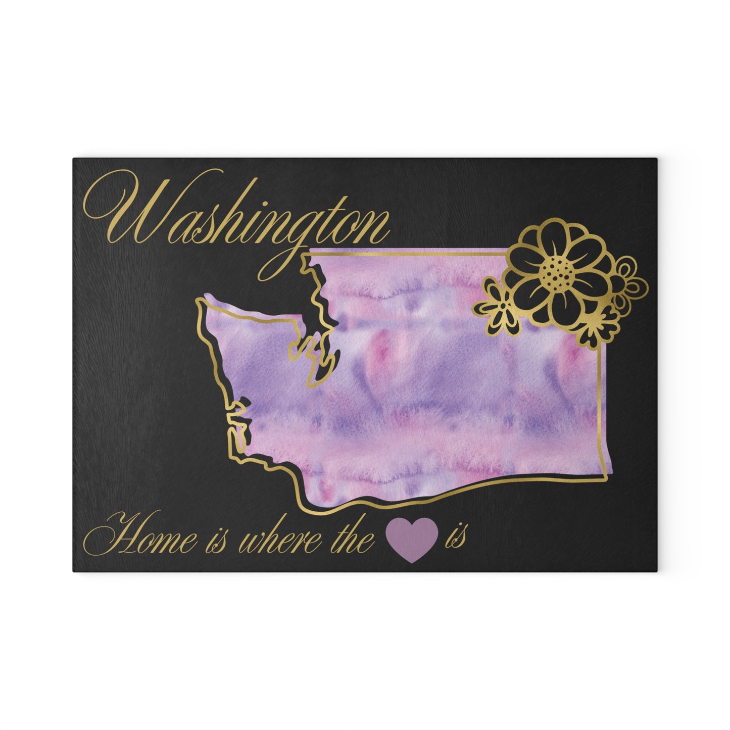 🌸 Washington Floral State Cutting Board – Lavender Mist & Golden Bloom Elegance 🌿