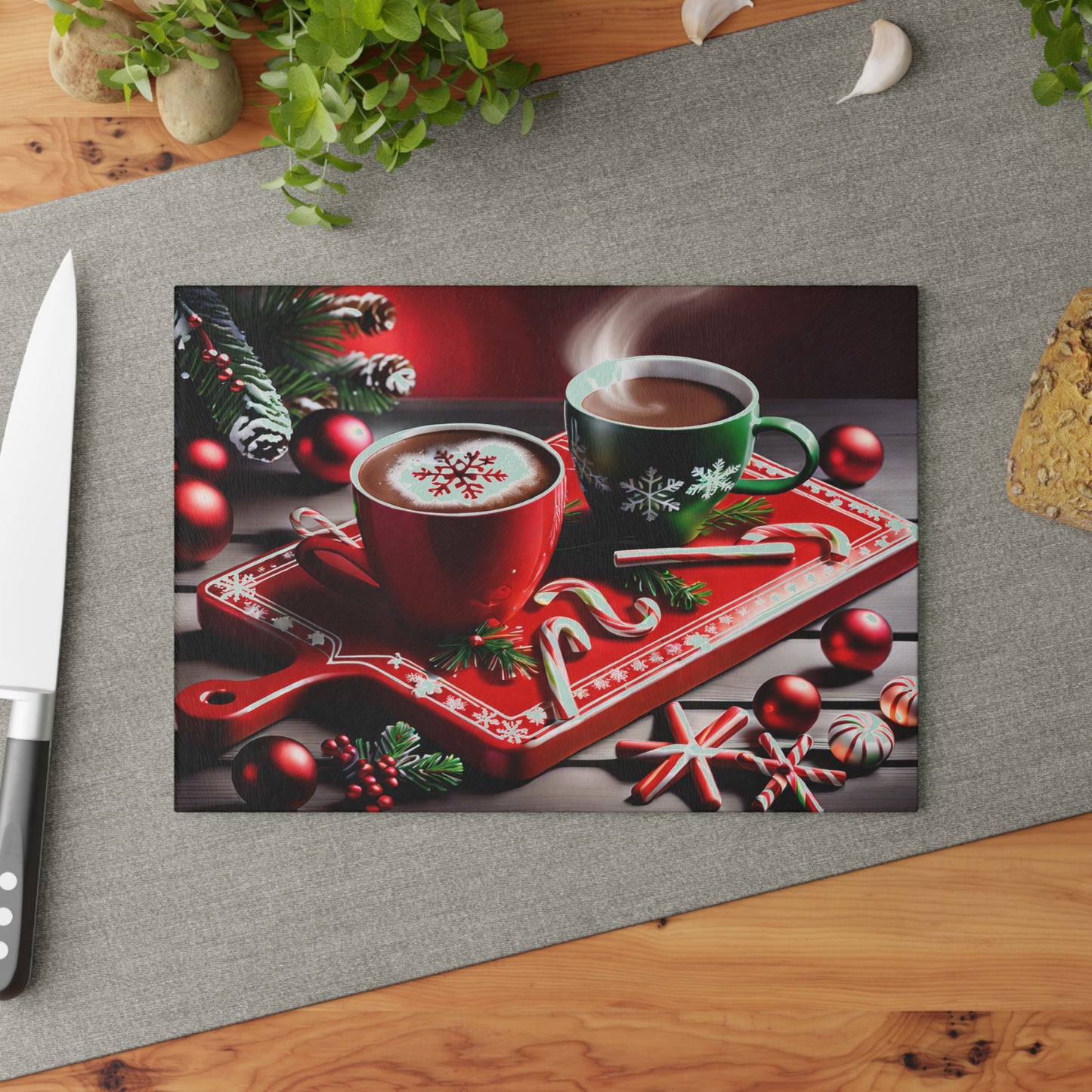 🎄 Holiday Cocoa Cutting Board – Festive Cheer for Your Holiday Table