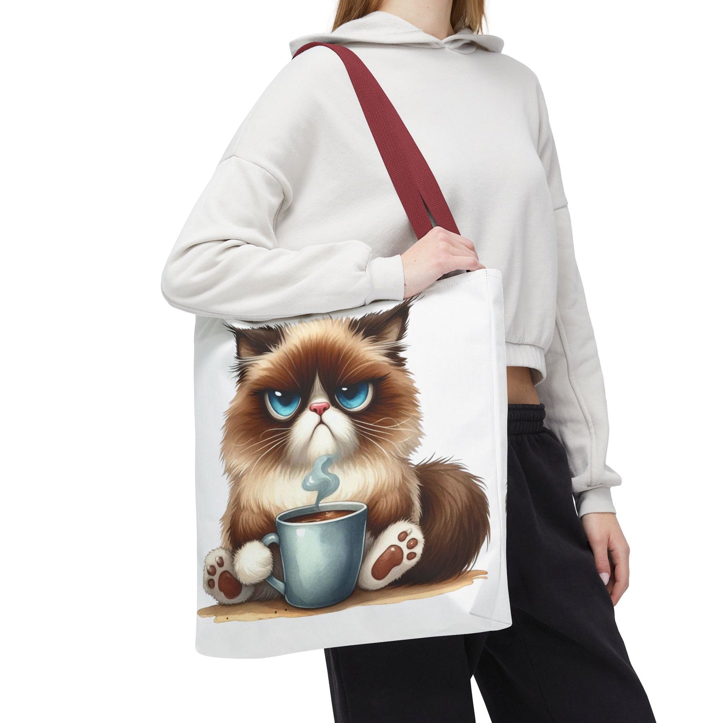 Bolsa de mano personalizada de Grumpy Cat con nombre personalizado: regalo divertido y sarcástico para amantes de los gatos. Bolsa única y práctica para uso diario. Bolsa de mano de Grumpy Cat: perfecta para amantes de los gatos y almas sarcásticas.