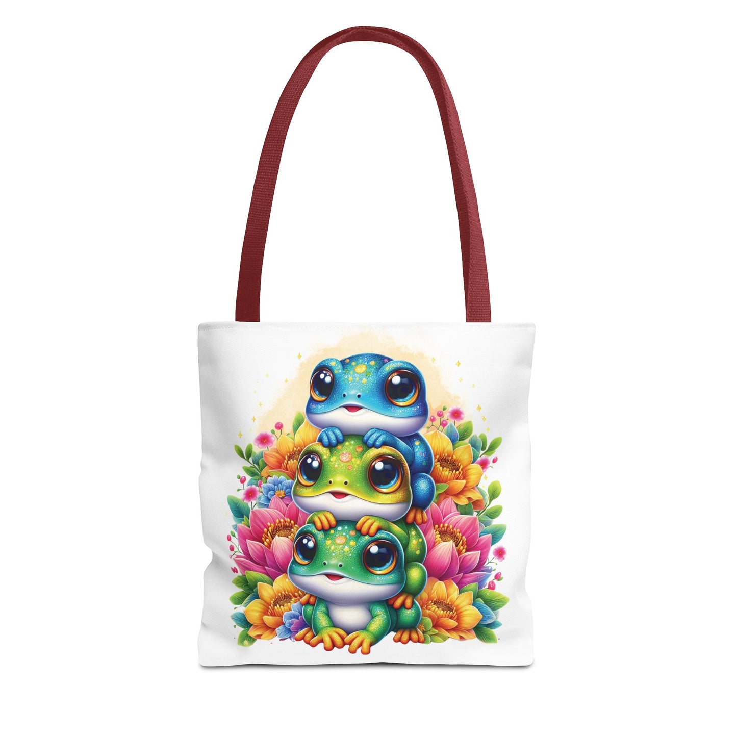 ๐ธ Stacked Frogs Floral Tote Bag โ Colorful Whimsy for Every Day ๐ธ๐