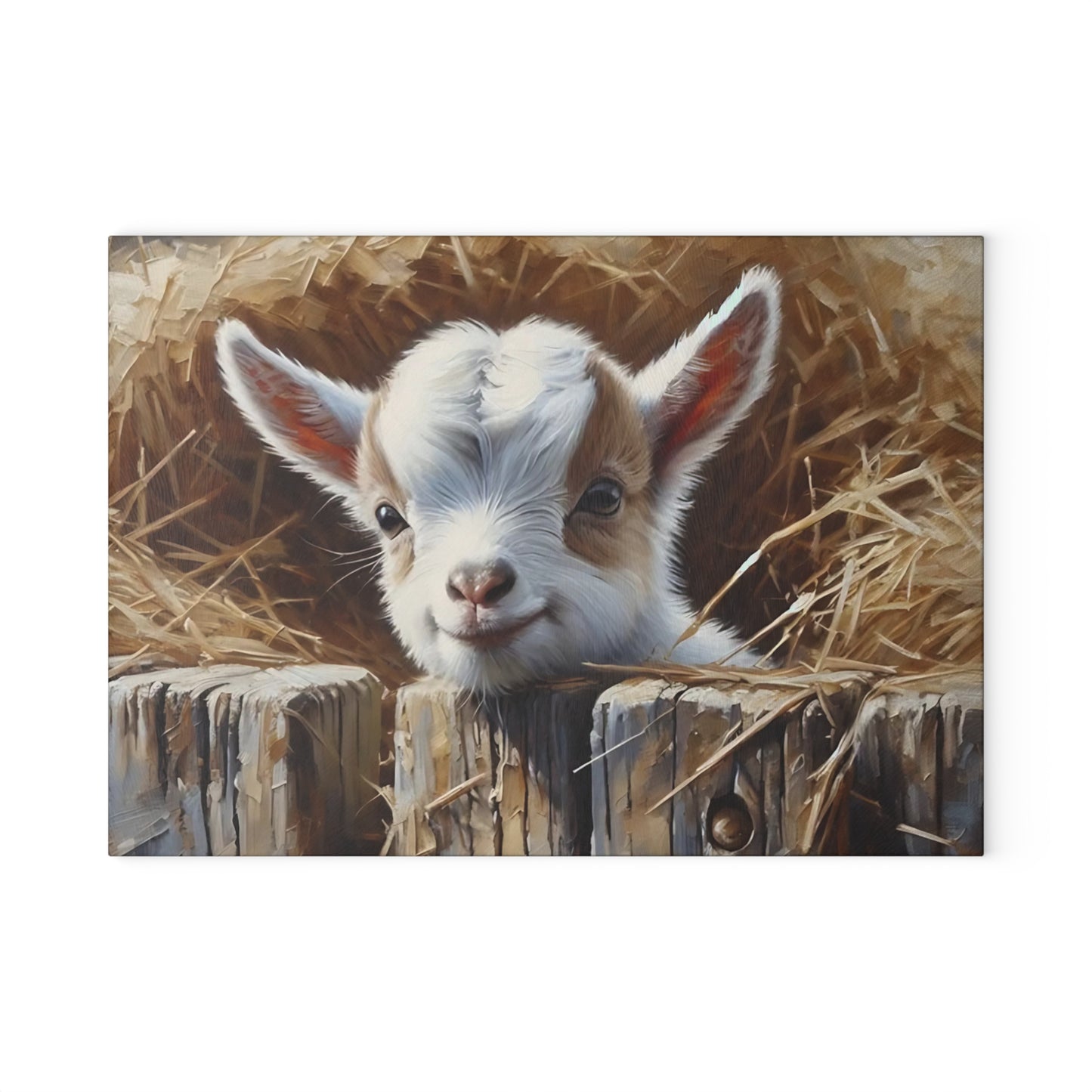 🐐 Straw Nest Baby Goat Cutting Board – Farm Fresh Charm for Your Kitchen