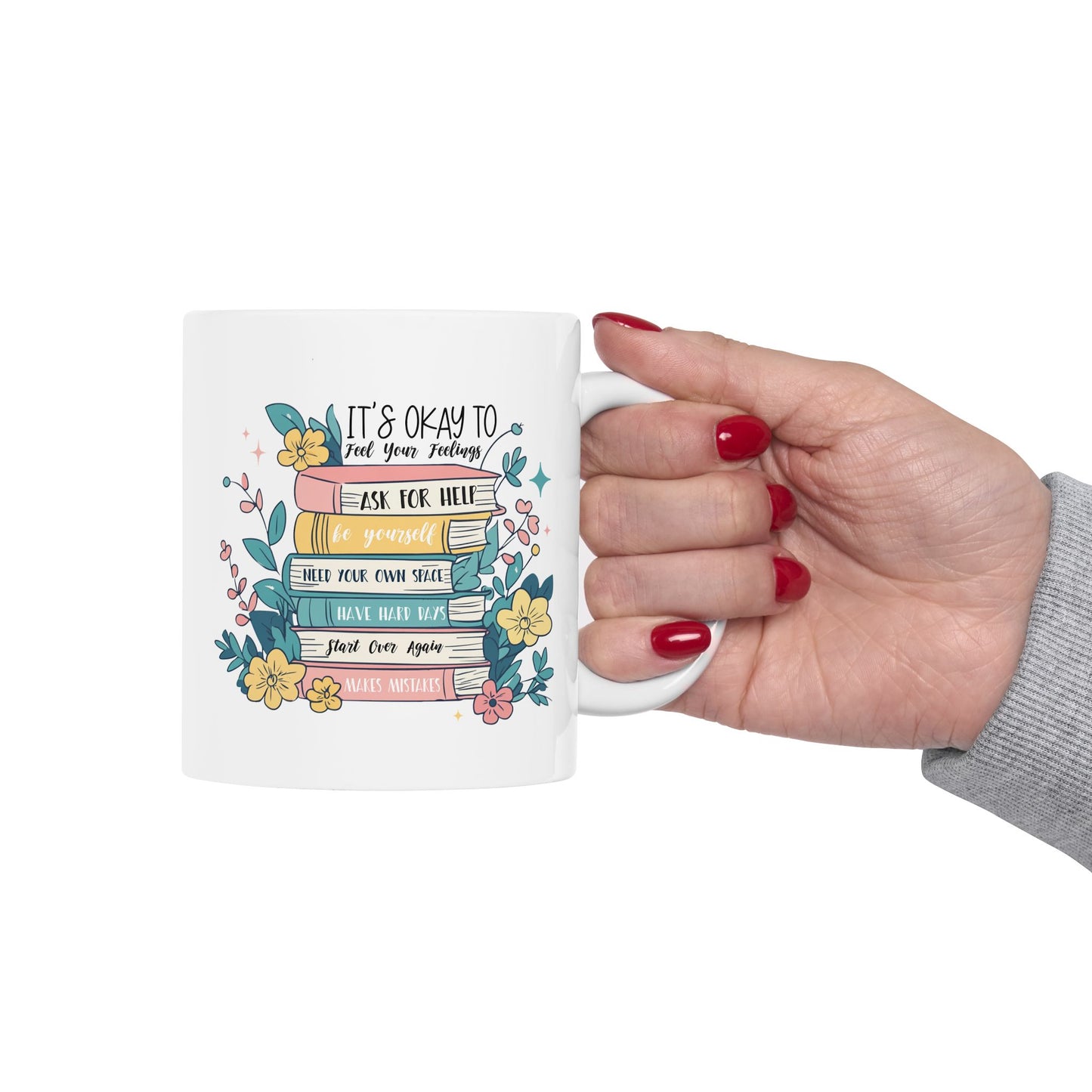 Taza motivacional e inspiradora: Siente tus sentimientos, abraza tu viaje.