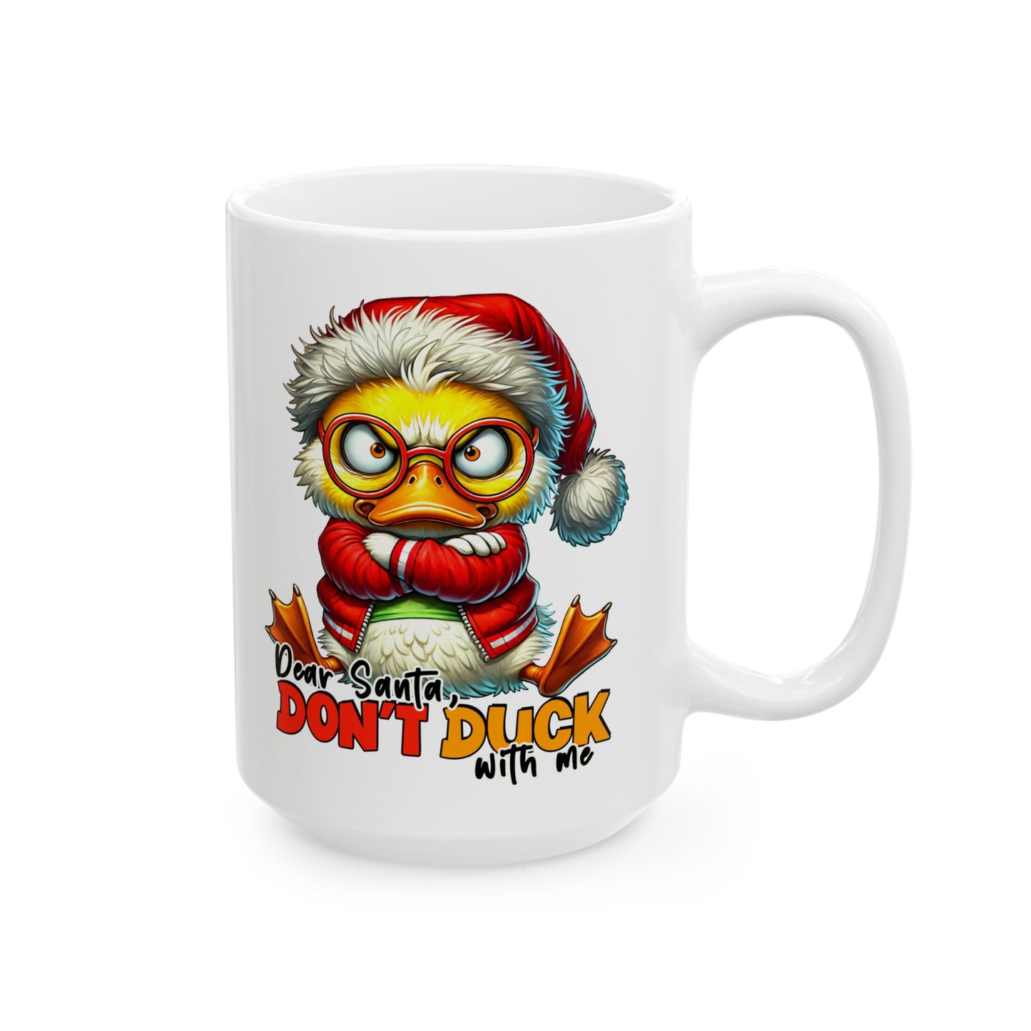 Querido Santa, no te agaches conmigo: divertida taza navideña con forma de pato para los espíritus navideños más atrevidos.