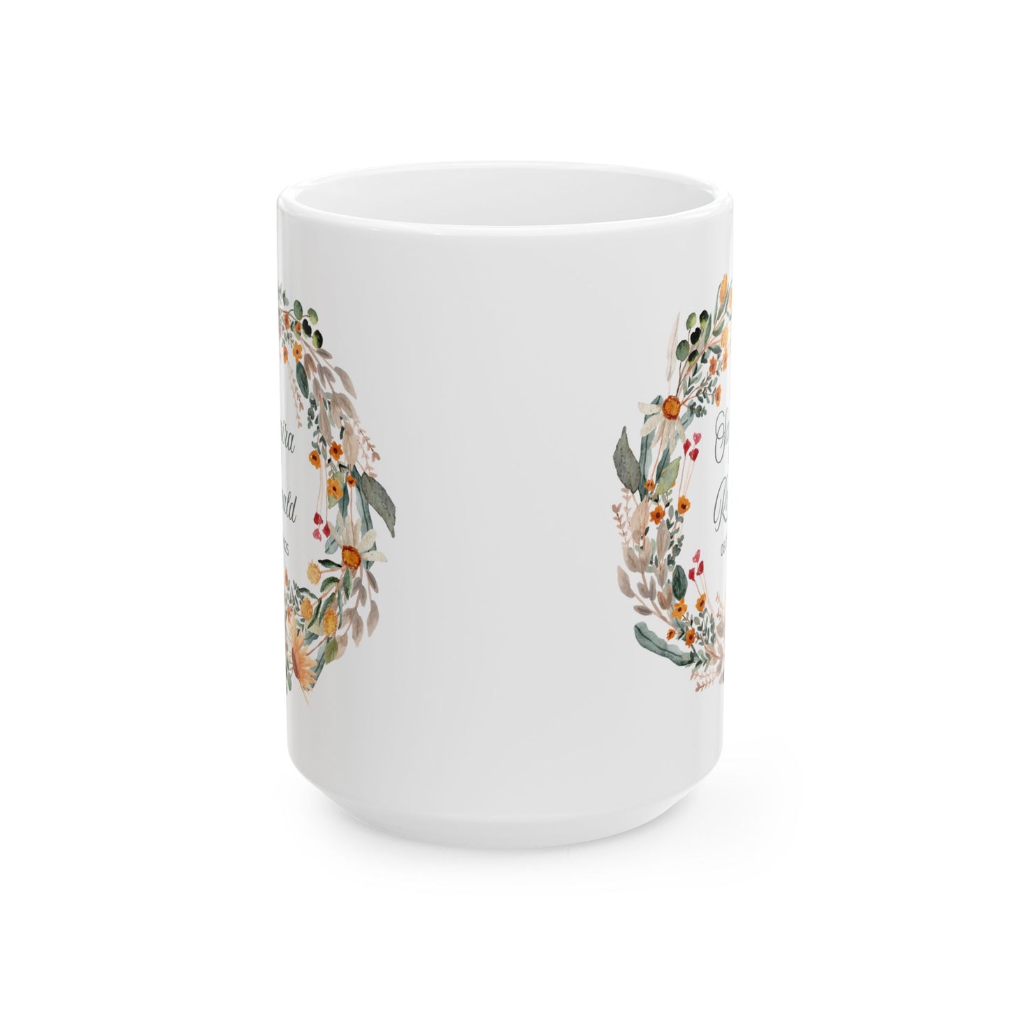 Taza personalizada con corona floral: un hermoso regalo personalizado