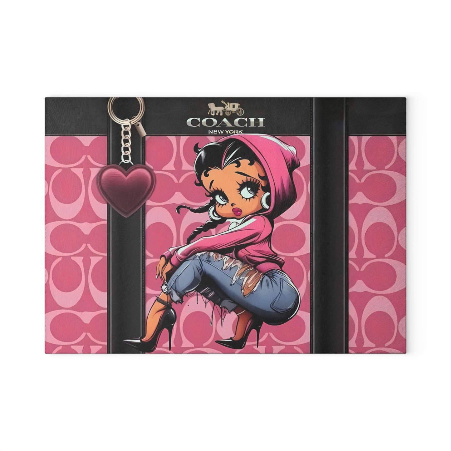 Tabla de cortar rosa retro chic: elegante decoración de cocina de vidrio con estilo urbano