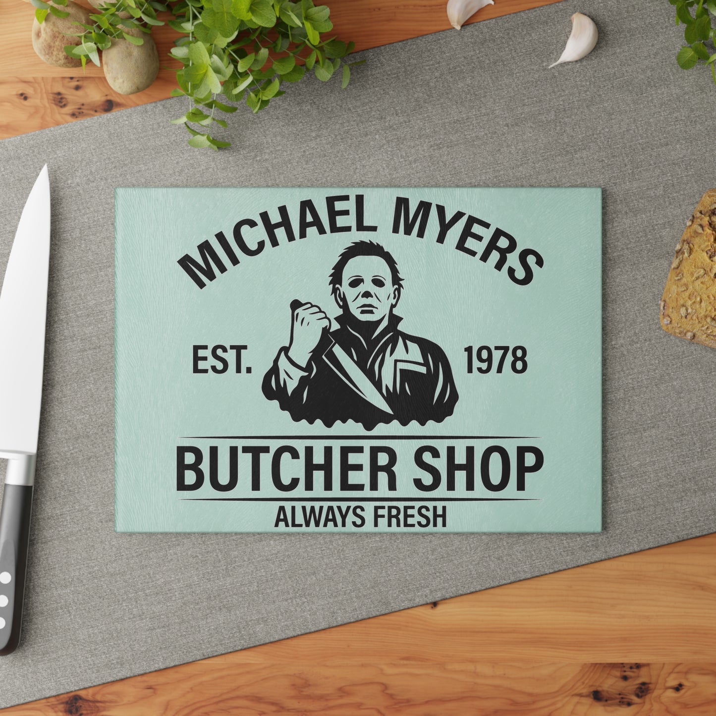🔪 Horror Butcher Shop Cutting Board – Always Fresh Kitchen Decor 🖤