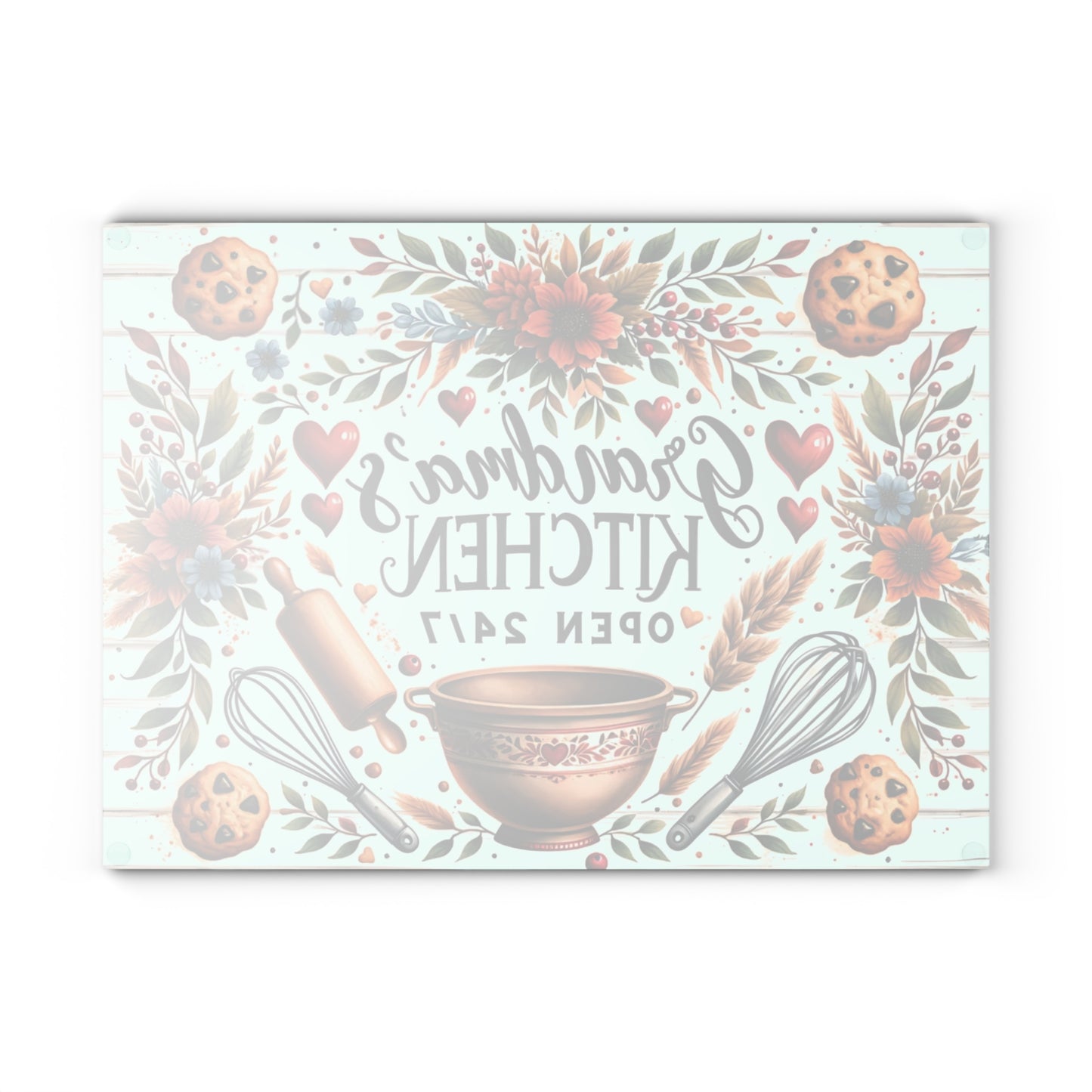 🍪❤️ Grandma’s Kitchen Cutting Board – Whimsical Farmhouse Charm with Cookies & Flowers 🌻🥣