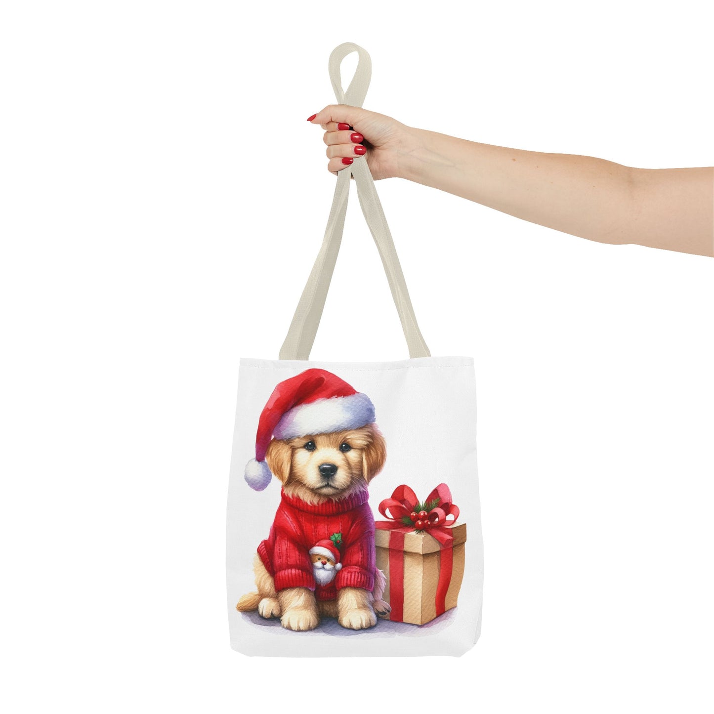 🎄 Golden Retriever Puppy Christmas Tote Bag – Festive Charm for Dog Lovers 🐶