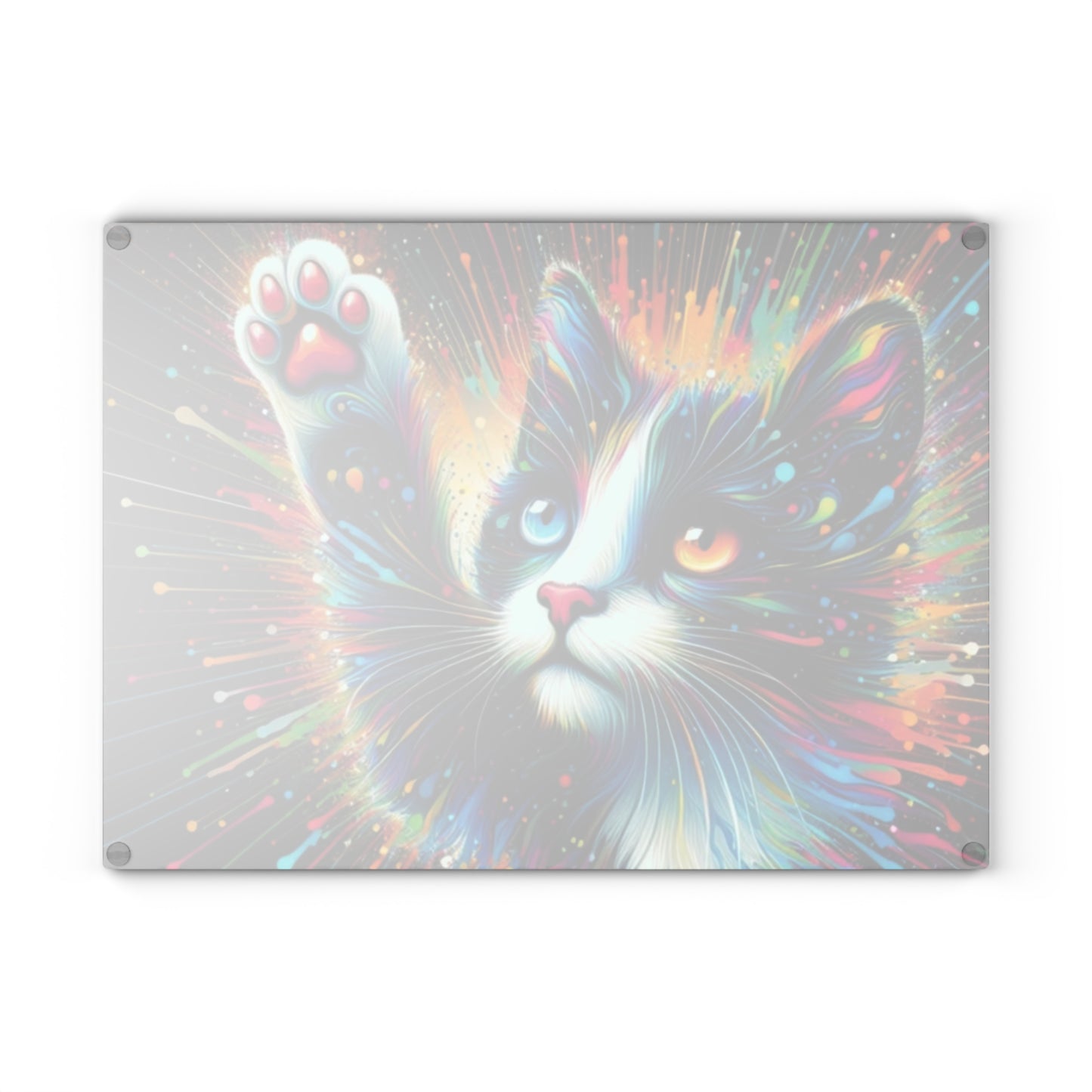 🐾 Rainbow Cat Cutting Board – Psychedelic Feline Art That Pops in Your Kitchen
