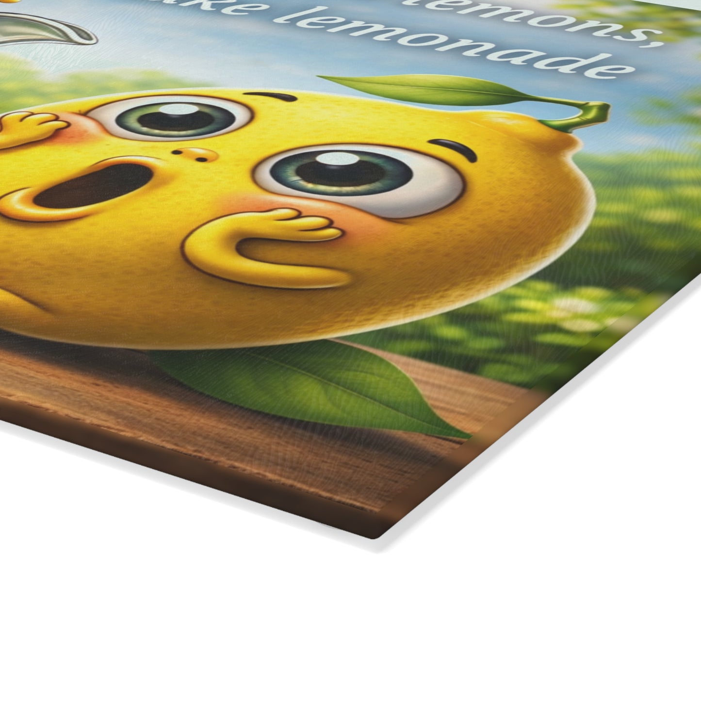 When Life Gives You Lemons Glass Cutting Board – Cute Lemonade Kitchen Art with Positive Quote