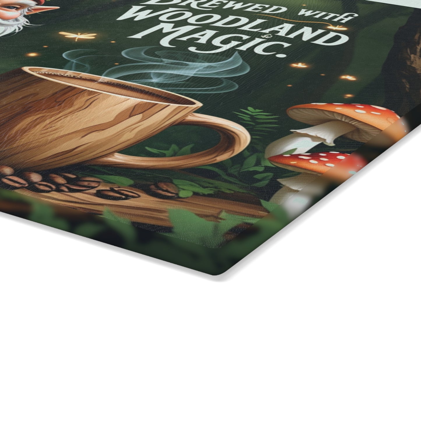 🍄☕ Brewed with Woodland Magic Gnome Cutting Board – Enchant Your Kitchen 🍄☕