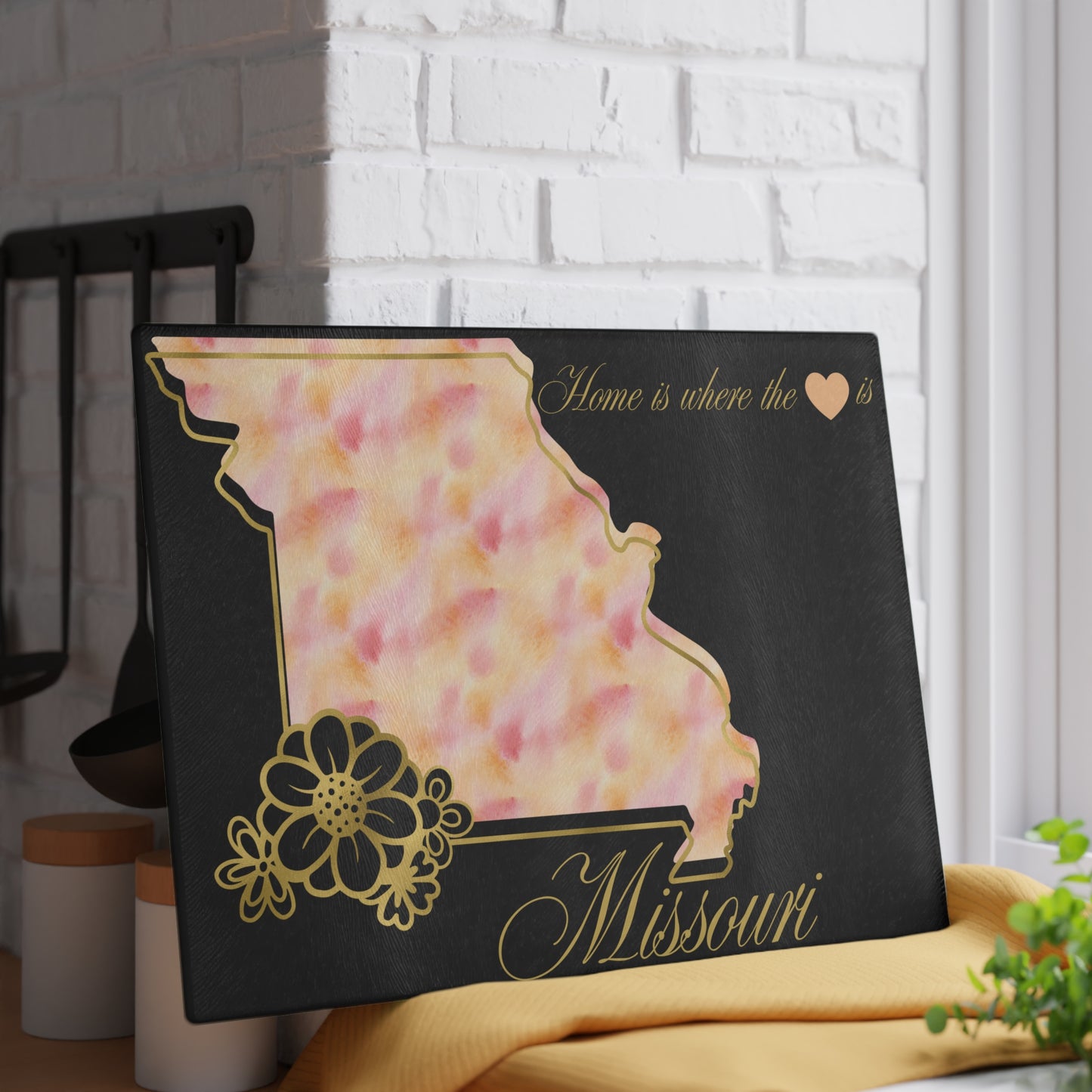 🩷 Missouri State Floral Cutting Board – Home is Where the Heart Is 🌸