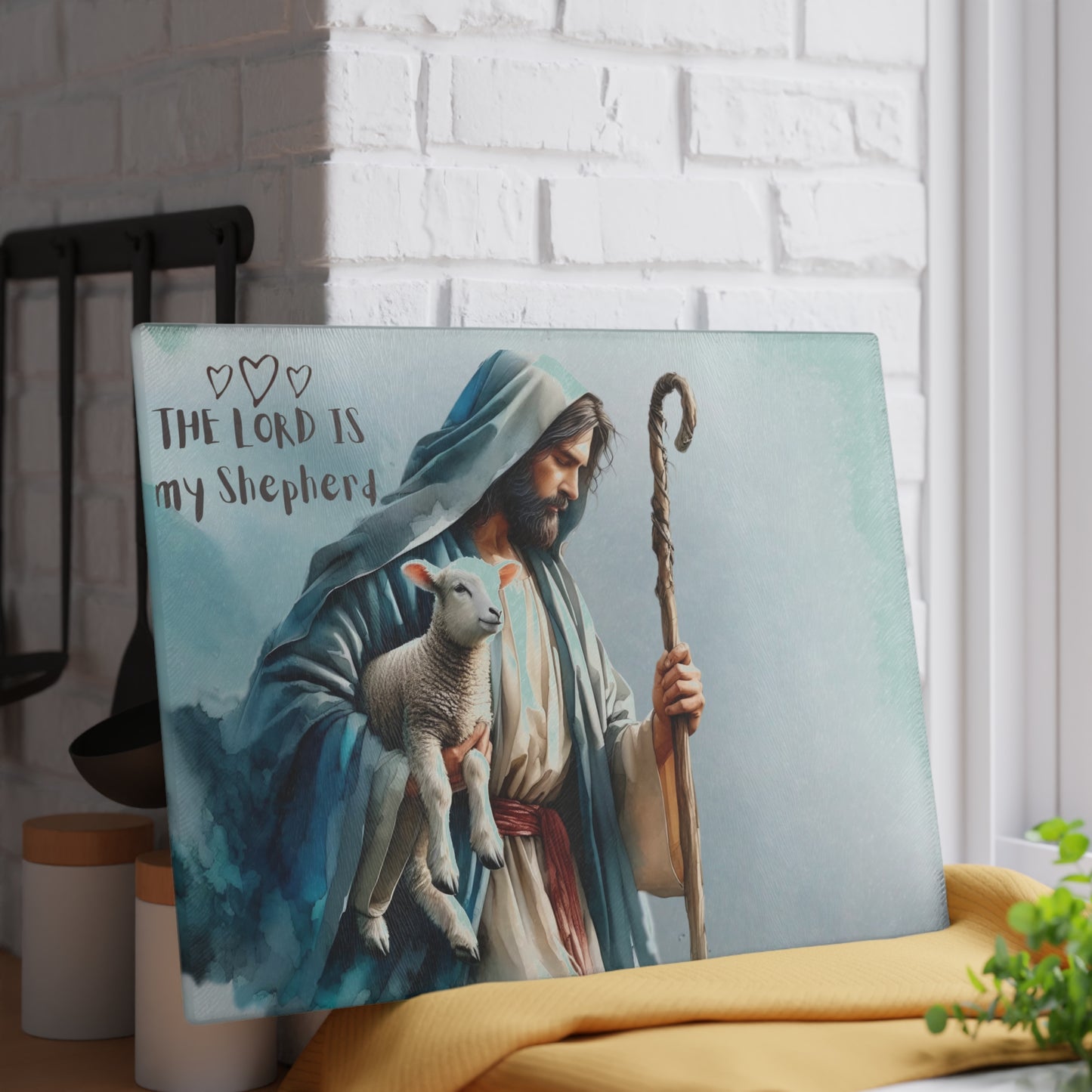 Tabla de cortar de Jesús, tabla de cortar de vidrio templado, tabla de charcutería, tabla de cortar, regalo de inauguración de la casa, tabla de cortar personalizada