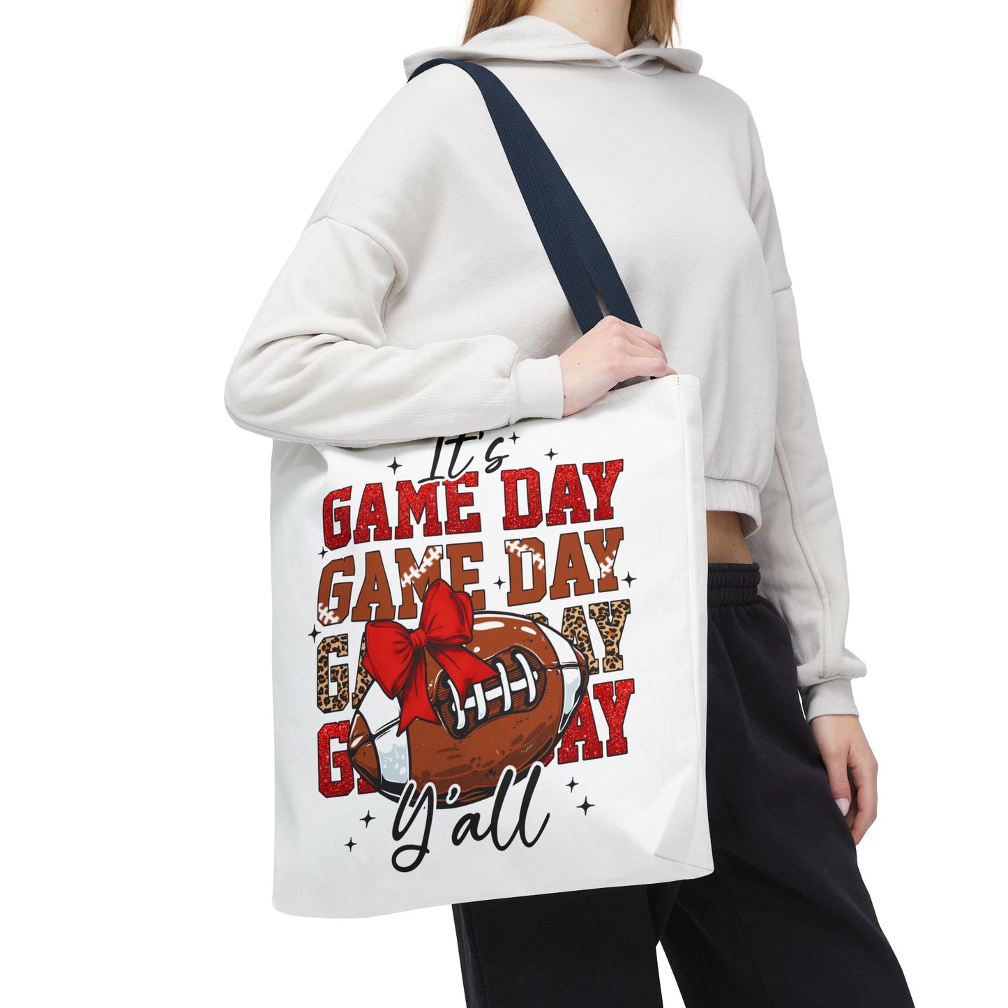 🏈 Game Day Red Bow Football Tote Bag – Sporty, Stylish, and Ready for Kickoff 🎀👜
