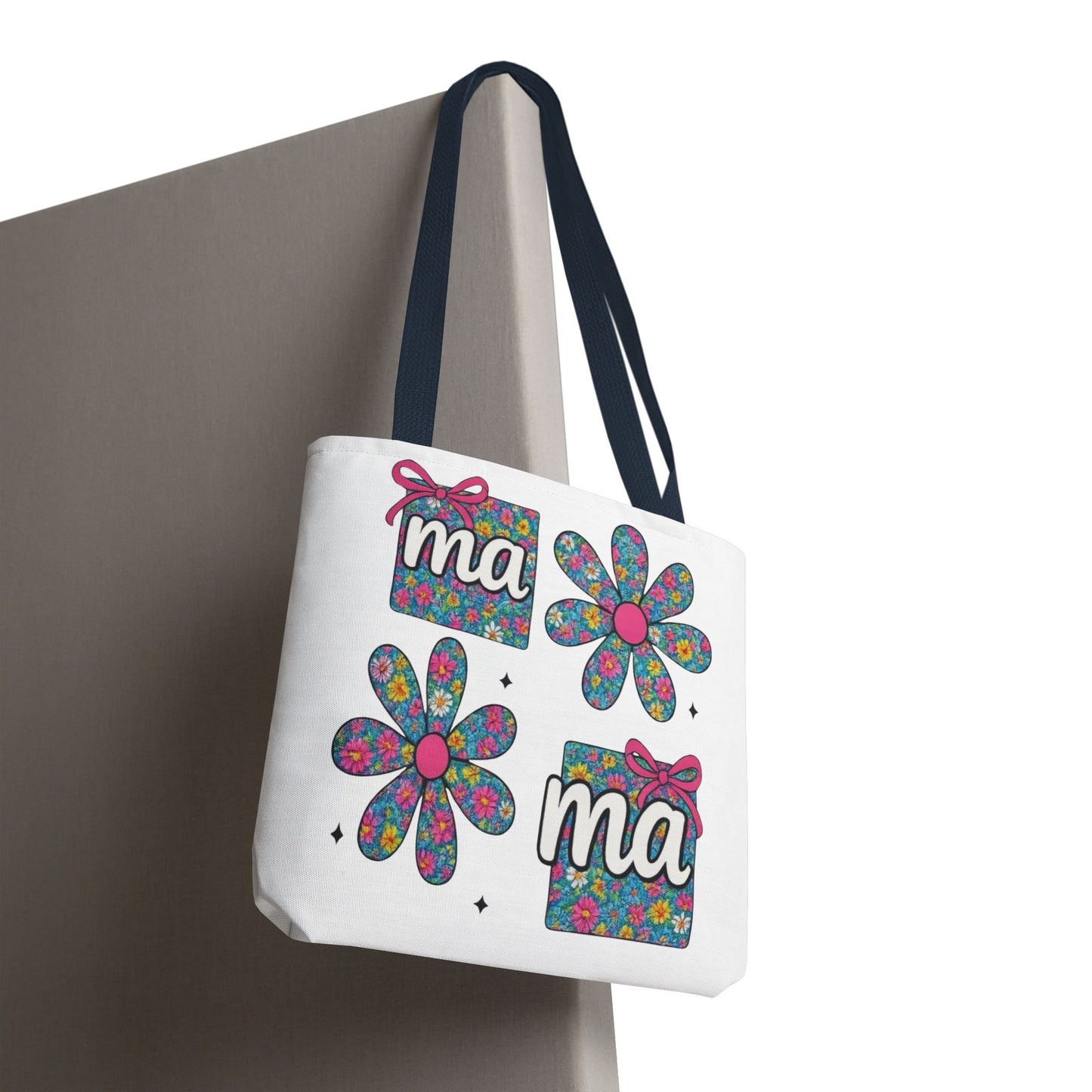 Bolso Tote Floral "ma": Un Accesorio Divertido y Brillante para Mamá