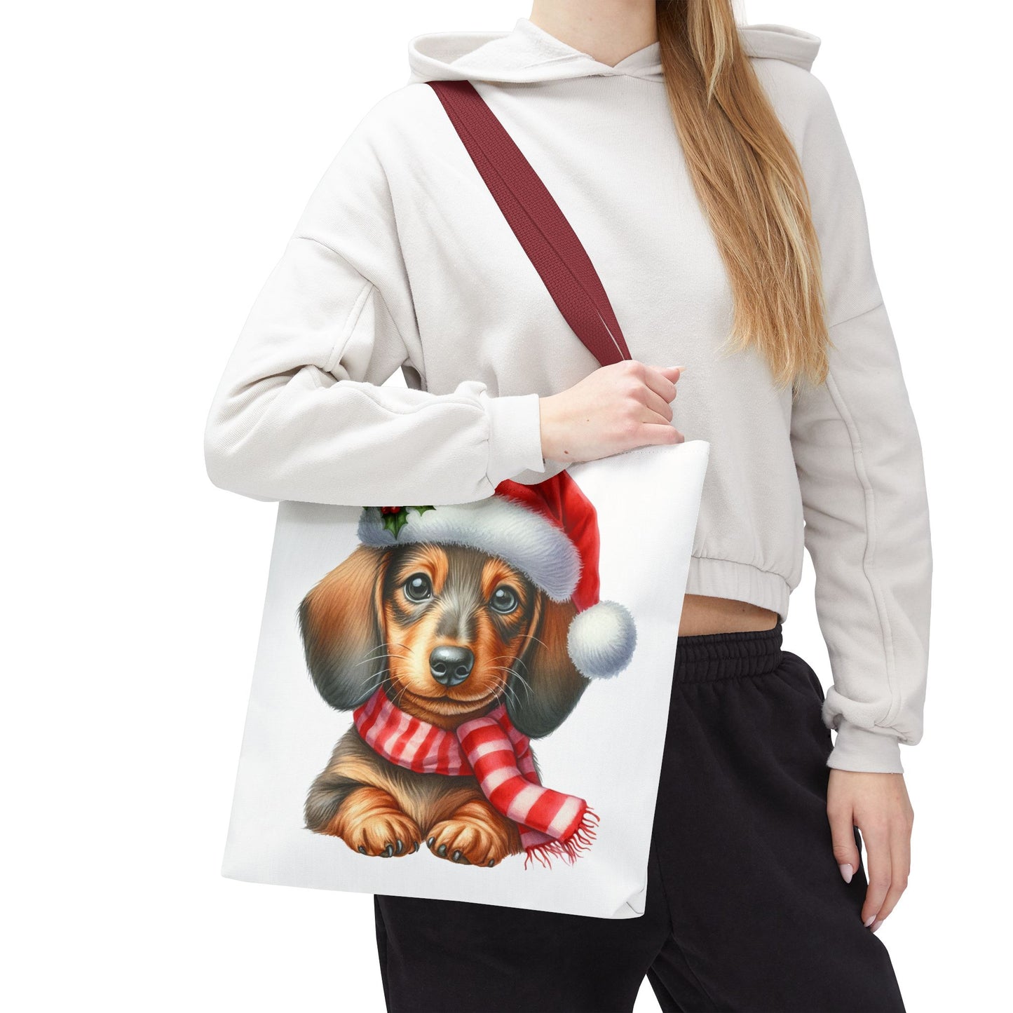 🎄 Dachshund Christmas Tote Bag – Festive Holiday Charm for Dog Lovers 🐾🎅