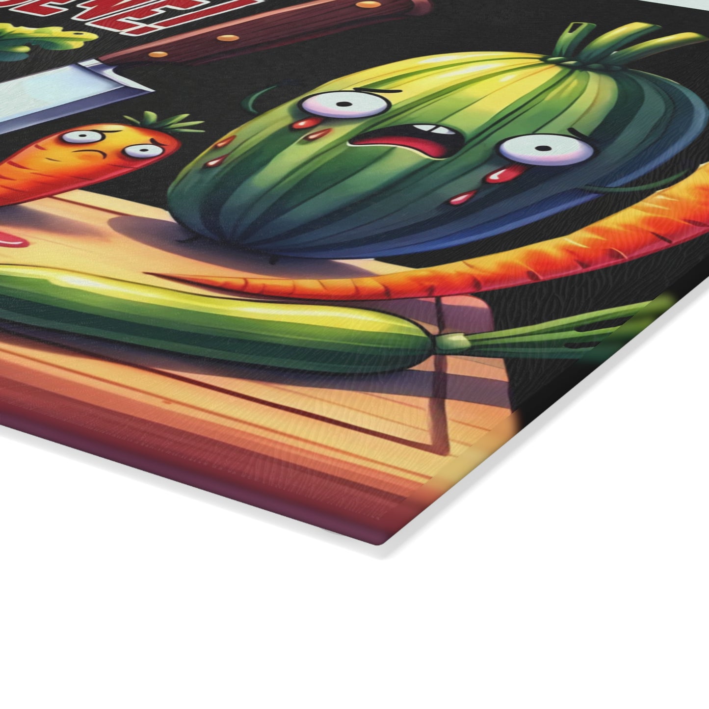 Tabla de cortar de vidrio para escena del crimen en la cocina: ¡Vegetales gritones y estilo asesino!