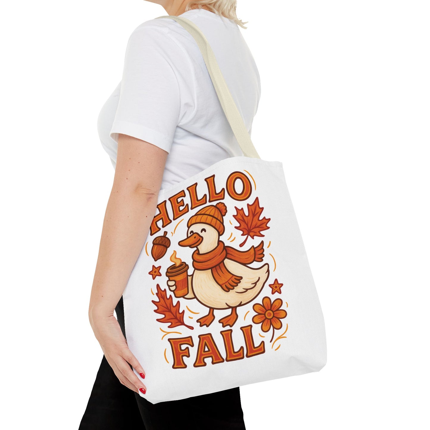 🧡 Hello Fall Duck Tote Bag – Cozy Autumn Vibes & Feathered Charm 🍂🦆